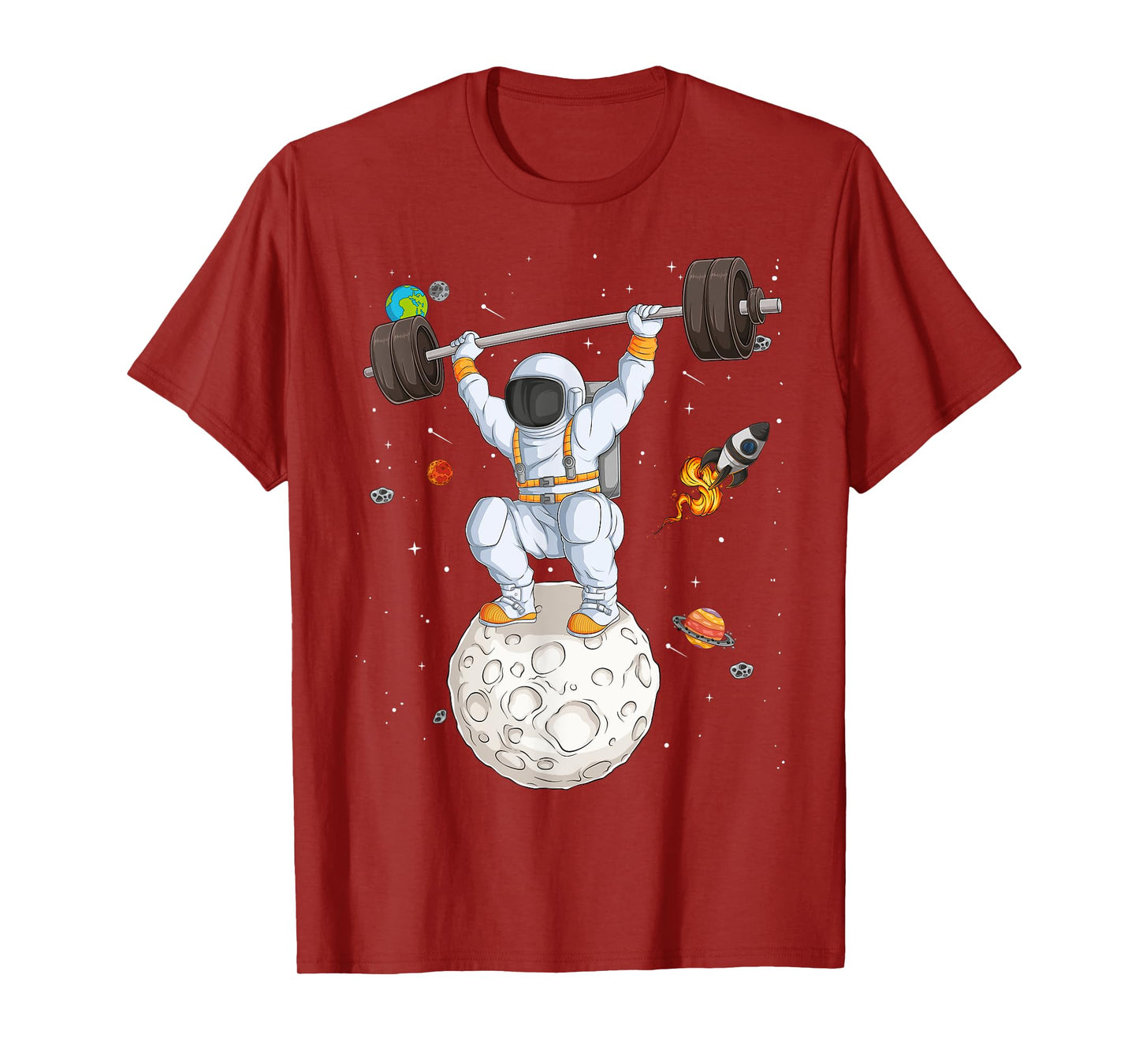 Funny Astronaut Space Weightlifting Fitness Gym Workout Men T-Shirt