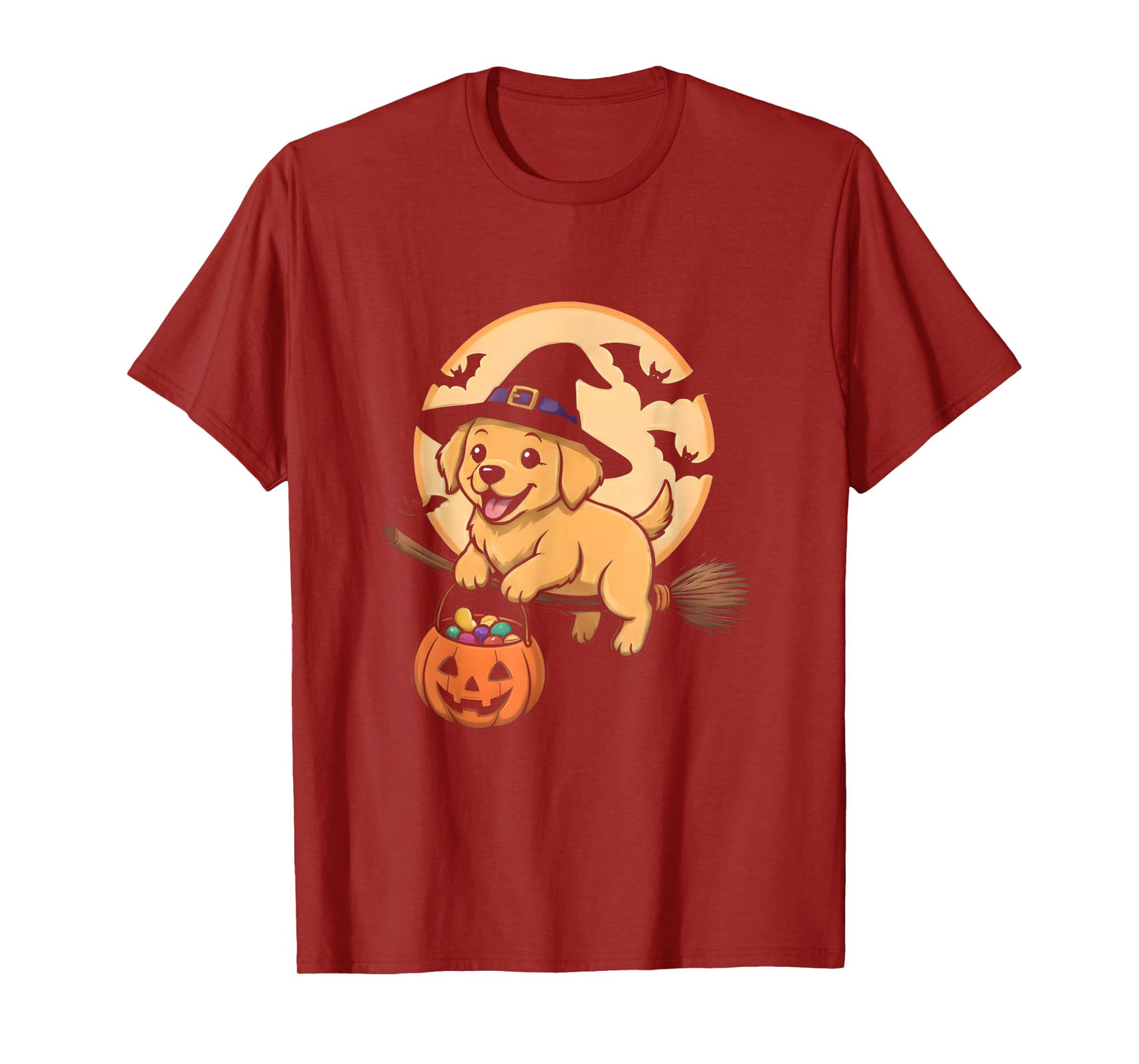Puppy Halloween Labrador Witch Hat Pumpkin Funny Costume T-Shirt