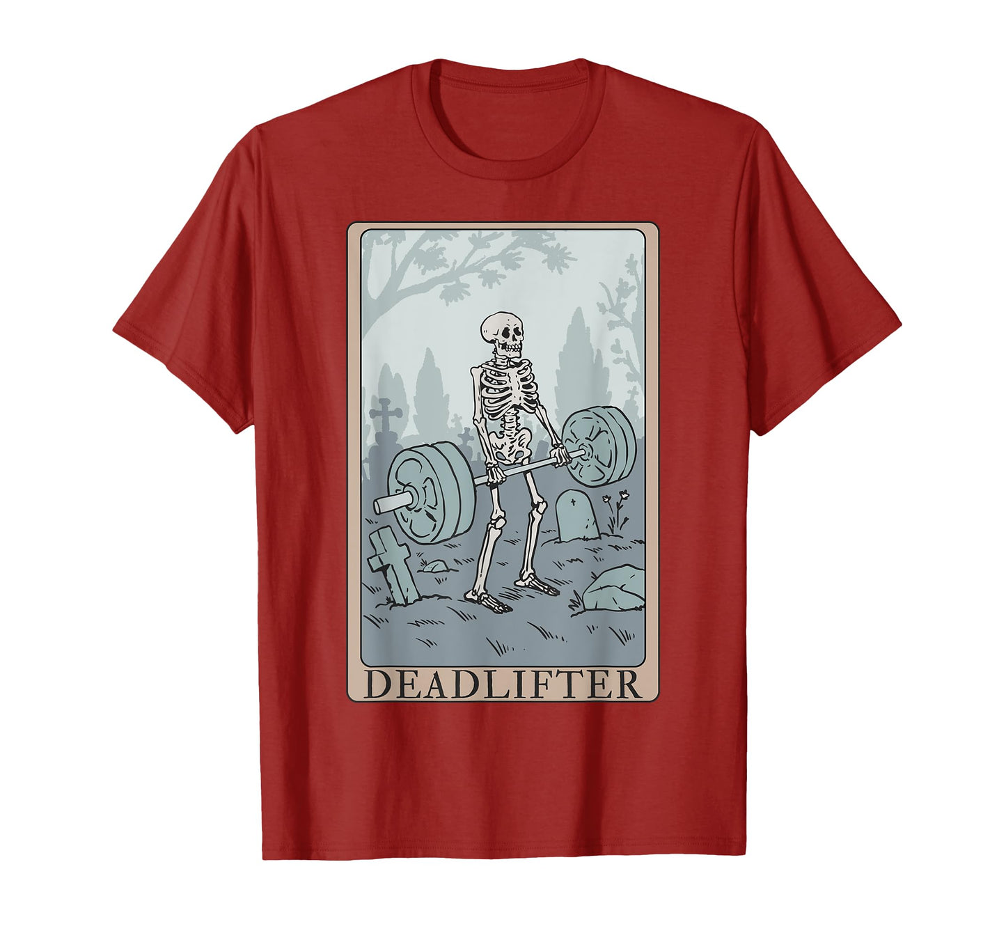 Funny Skeleton Tarot Card Deadlifter Bodybuilding T-Shirt