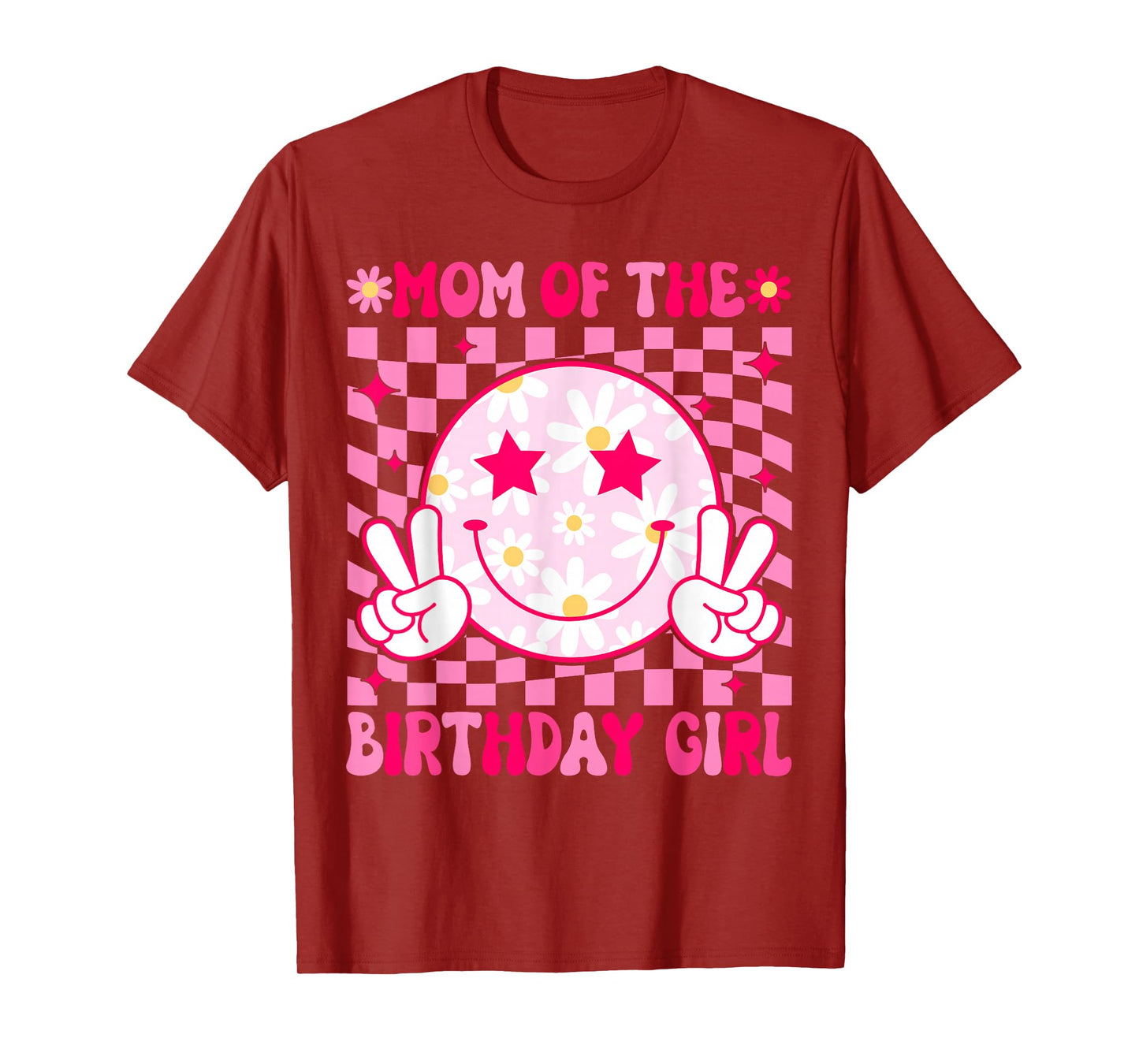 Mom of The Birthday Girl Groovy Birthday Teens Girls Preppy T-Shirt