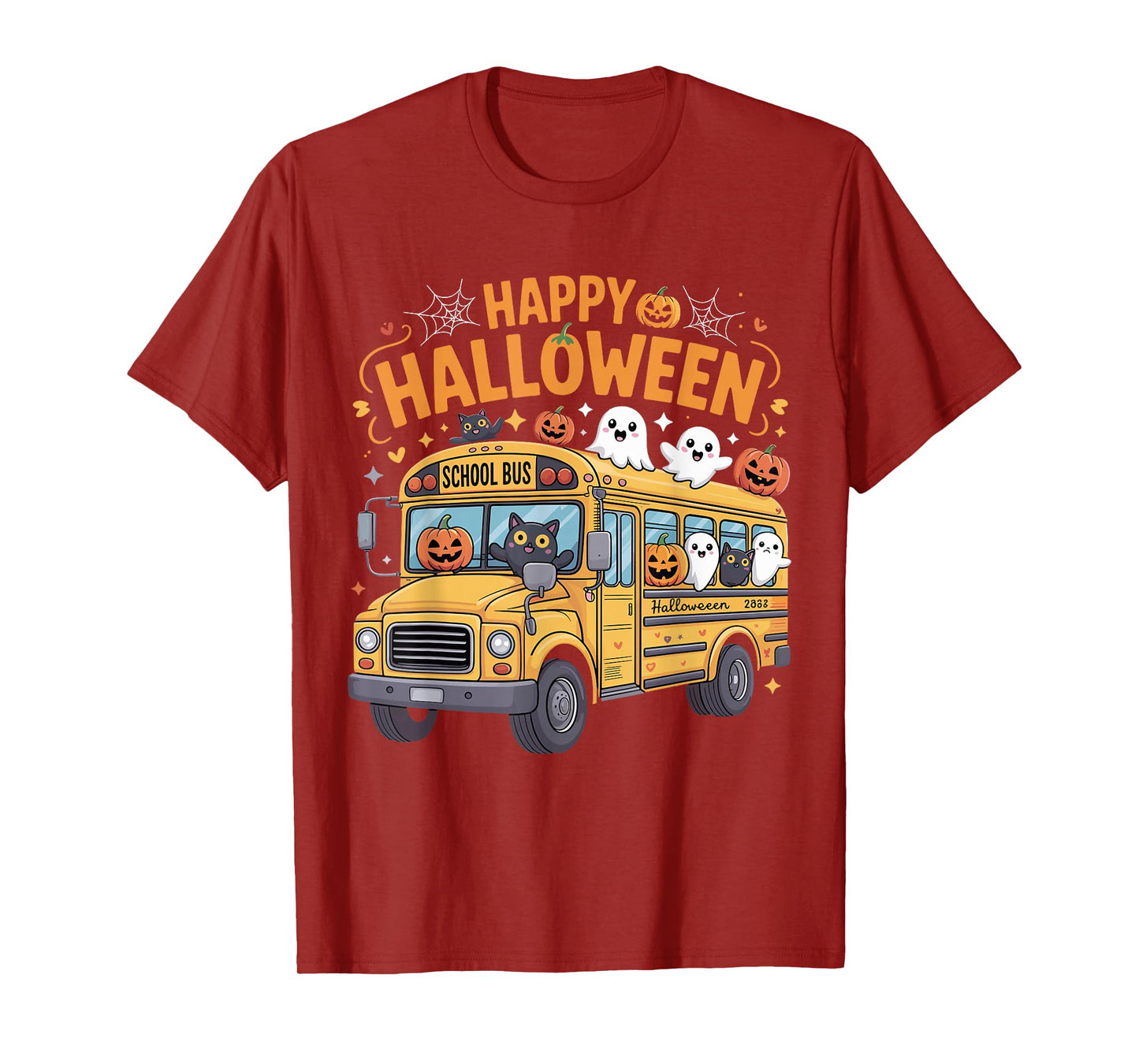 Teacher Halloween School Bus Driver Cute Ghost Witch Party T-Shirt