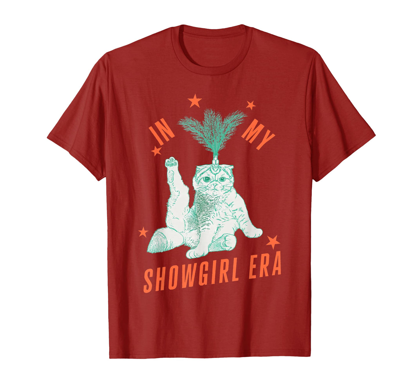 Funny Cat in Showgirl Costume Retro Humor T-Shirt