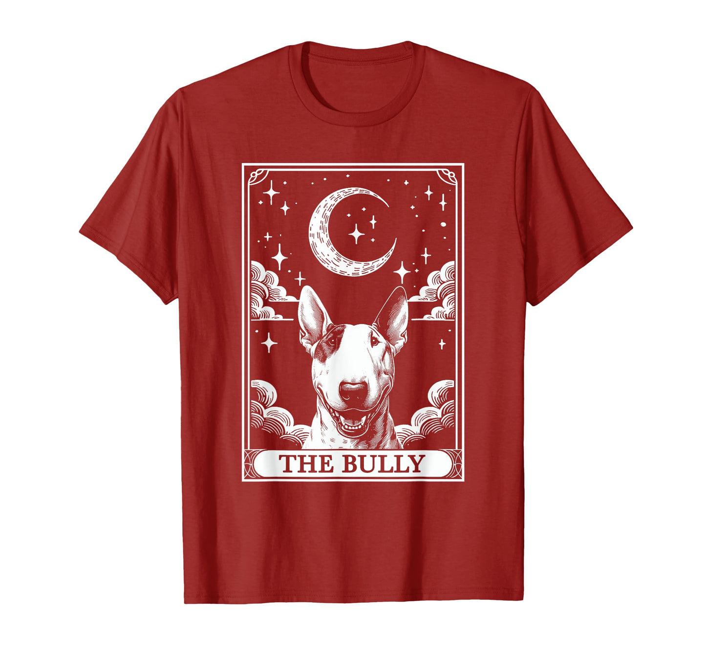 Tarot Card Vintage Crescent Moon Bull Terrier Bully Dog Mom T-Shirt