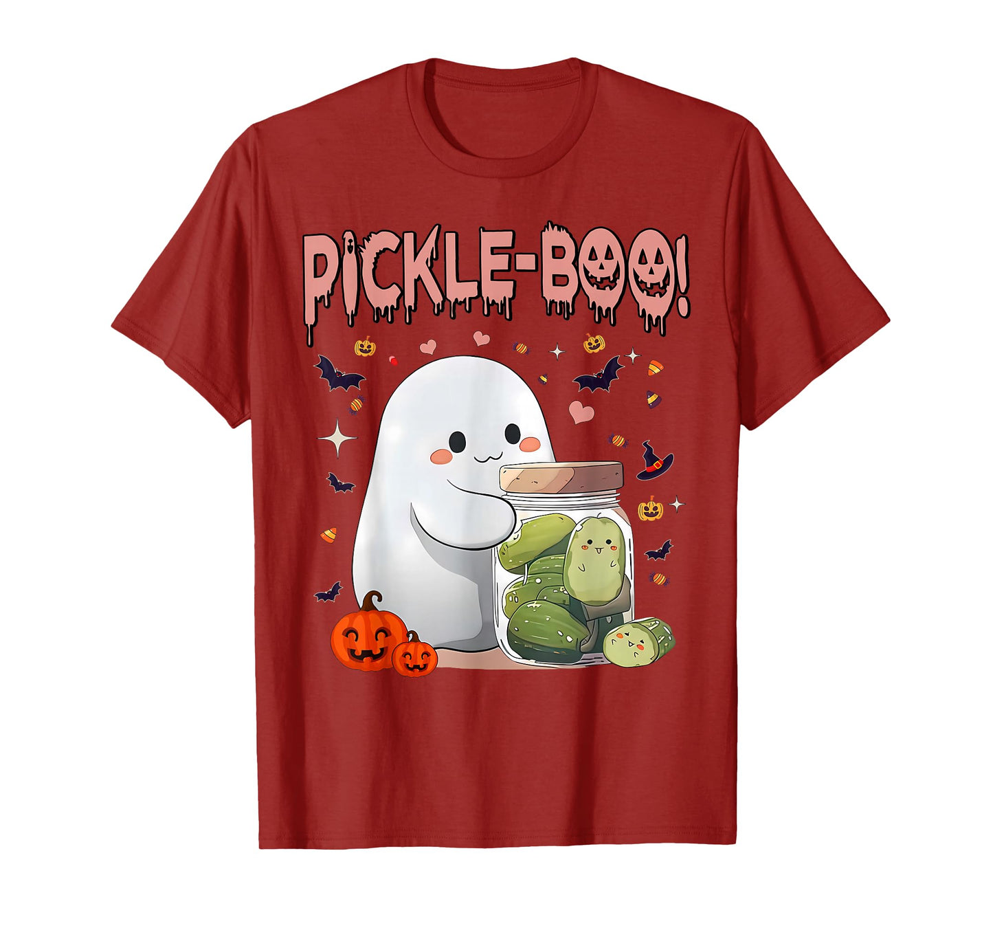 Vintage Kawaii Pickle Boo Ghost Halloween Spooky Season T-Shirt