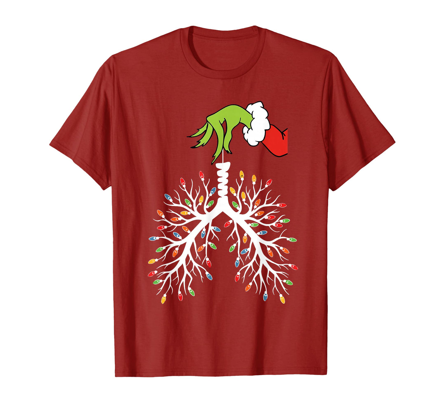 Christmas Nurse Lung Xmas Lights Funny Pulmonologist Holiday T-Shirt