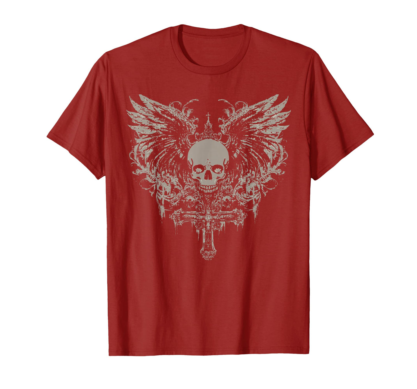 Skull Cross Y2K Goth Alt Grunge Gothic Emo Aesthetic Wings T-Shirt