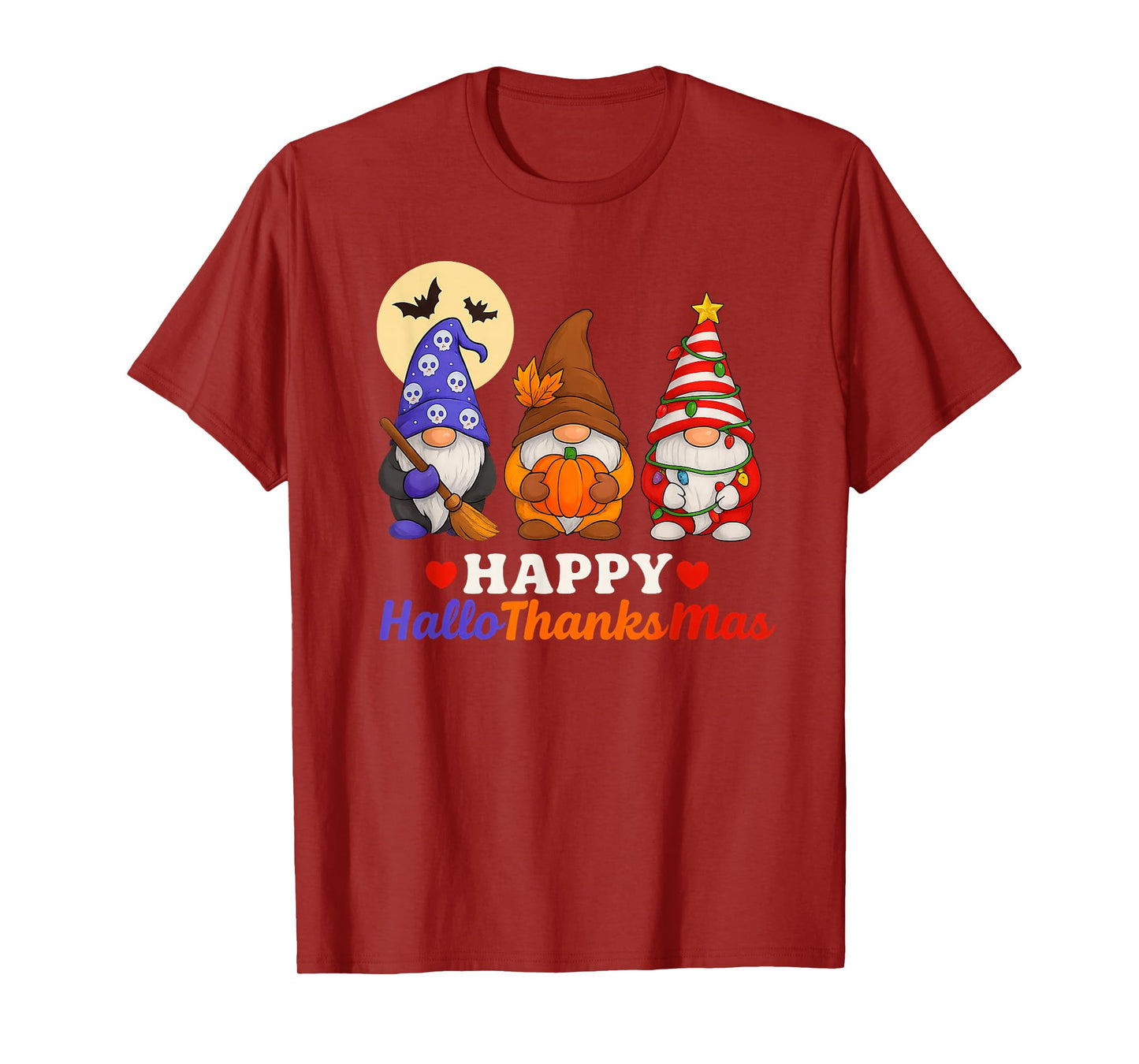 Halloween Thanksgiving Christmas Happy HalloThanksMas Gnomes T-Shirt