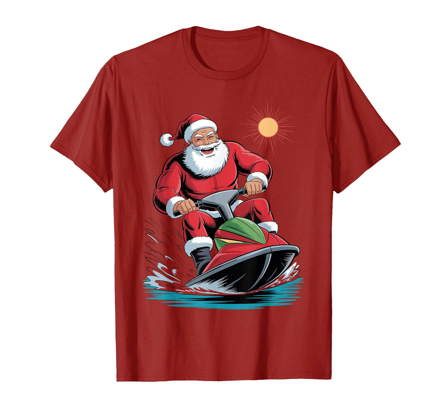 Funny Santa Jet Skiing Holiday Christmas Xmas Pajama T-Shirt