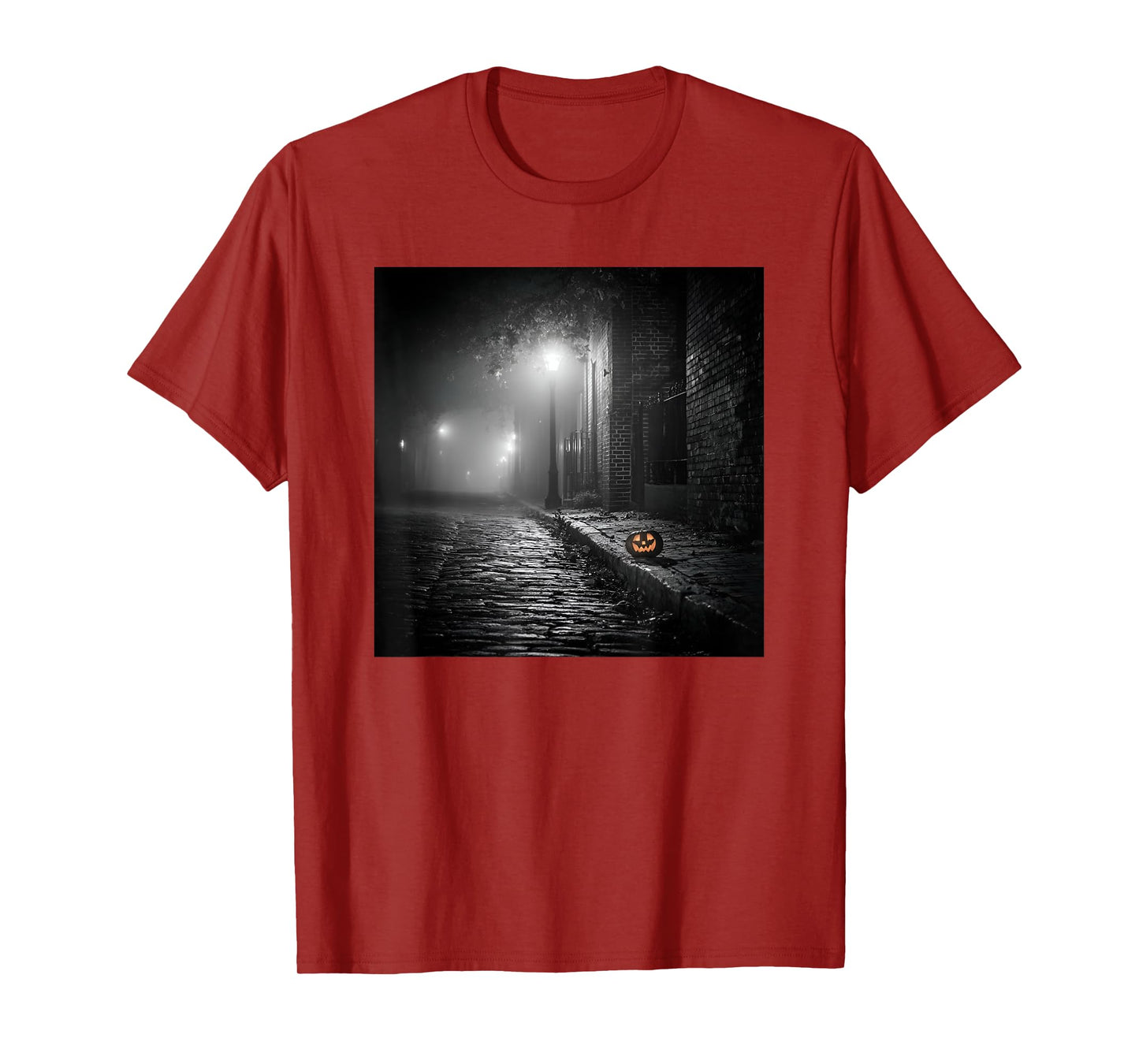 Spooky Victorian Street Lamp Pumpkin Halloween T-Shirt