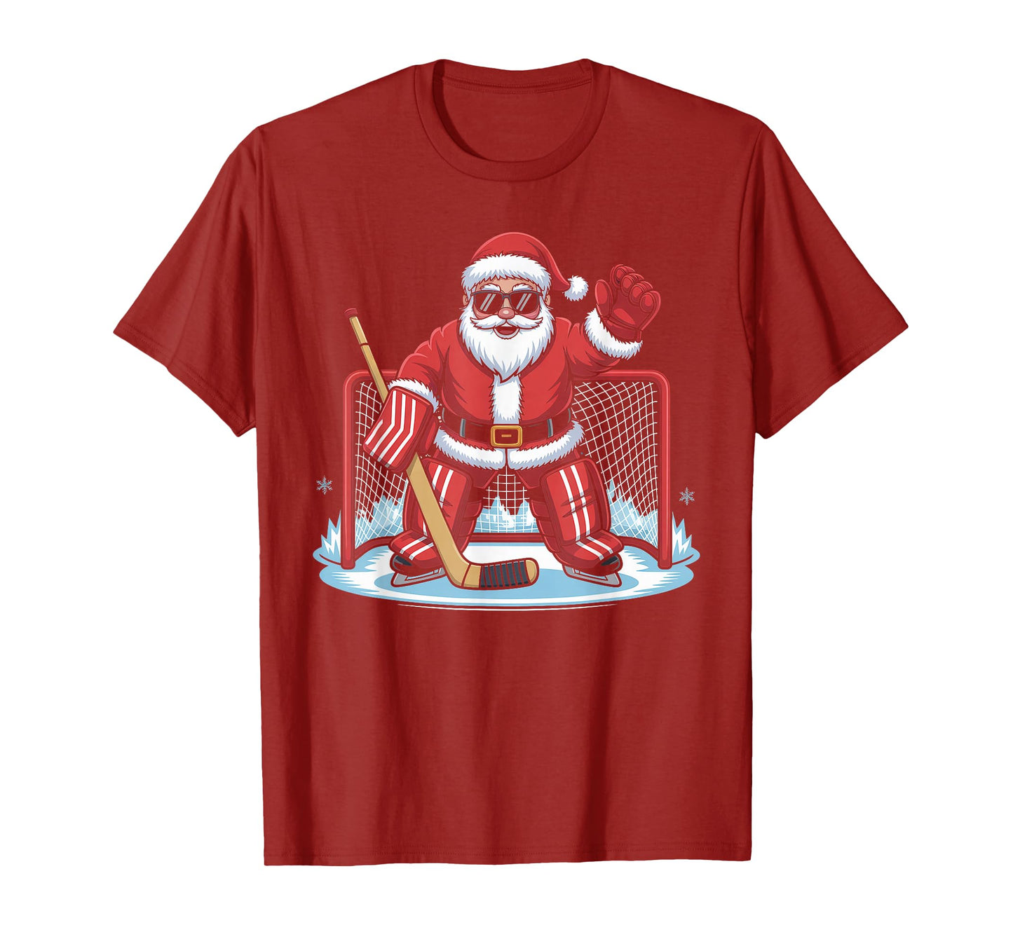 Hockey Santa Goalie Funny Ice Hockey Winter Christmas T-Shirt