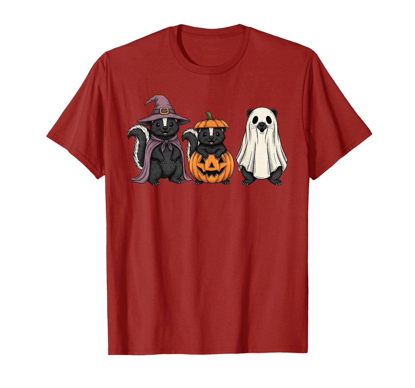 Spooky Ghost Skunk Lover Pumpkin Halloween T-Shirt