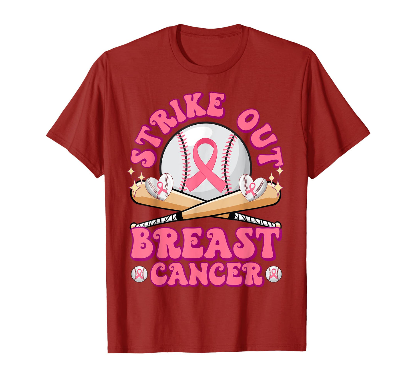 Strike Out Breast Cancer Awareness Pink October Baseball T-Shirt