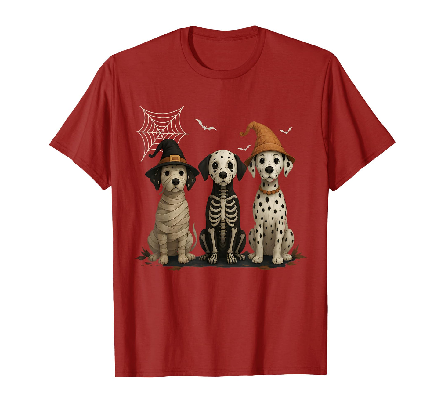 Cute Dalmatian Halloween Skeleton Ghost Funny Halloween T-Shirt