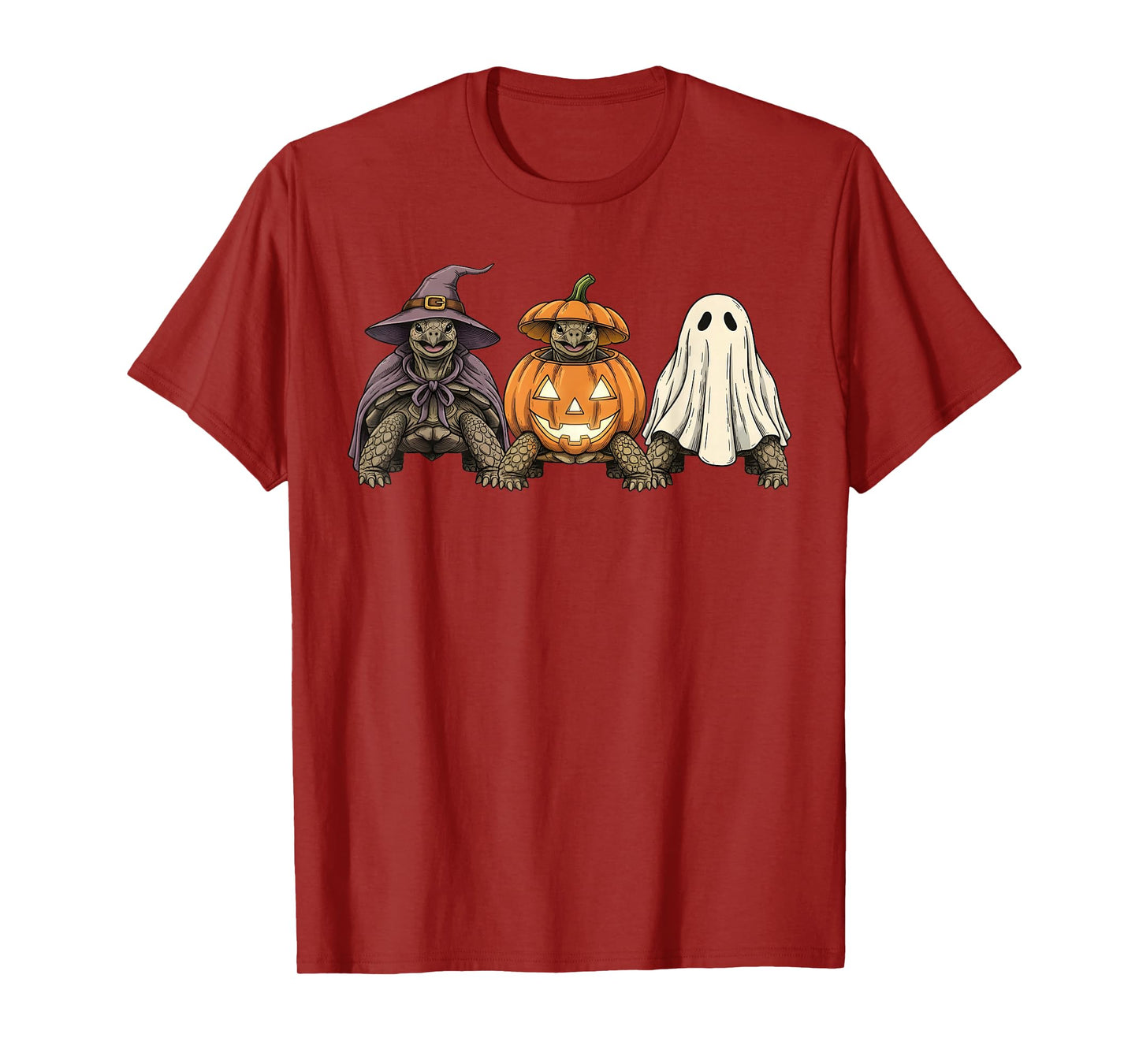 Spooky Ghost Sulcata Tortoise Lover Pumpkin Halloween T-Shirt