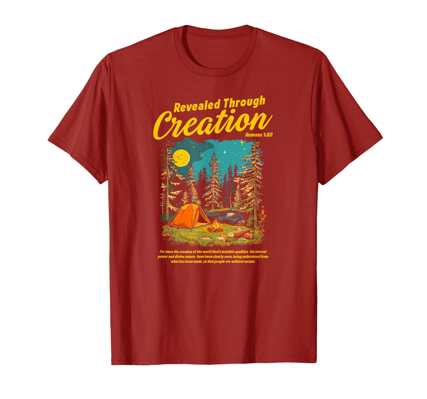 Through Creation Romans 1:20 Bible Verse Christian Camping T-Shirt