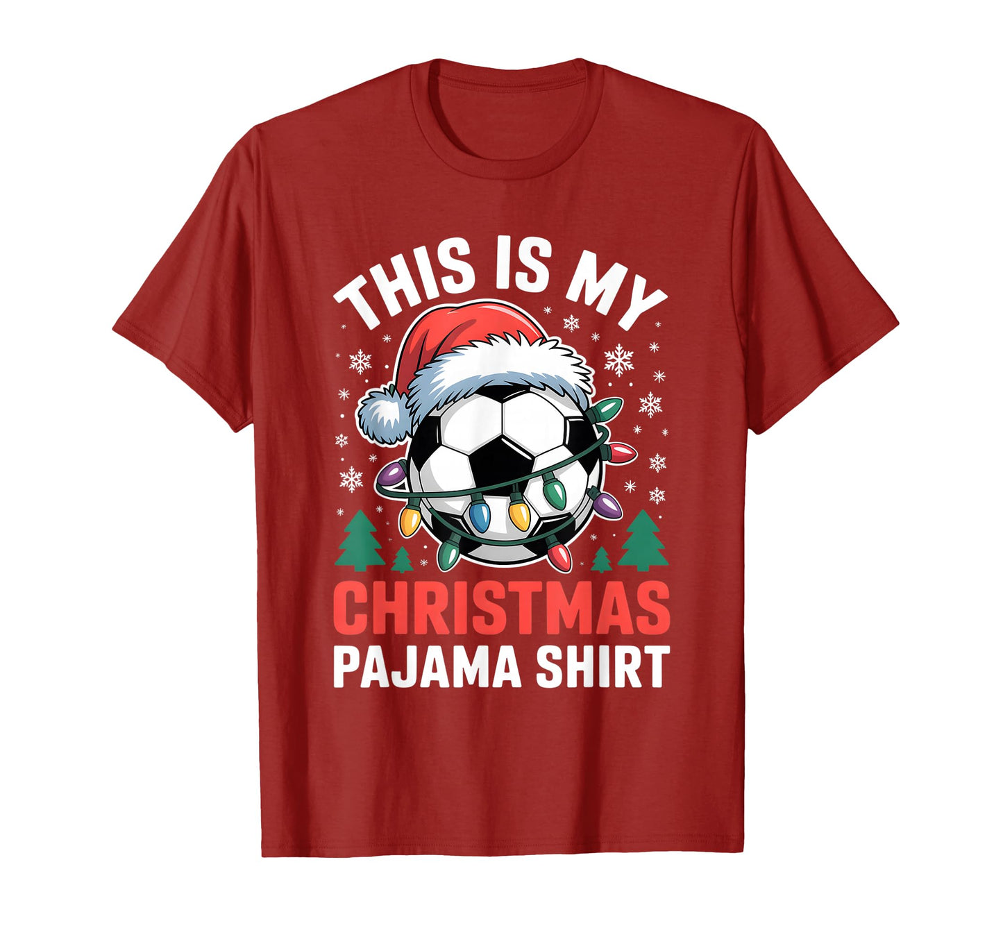My Christmas Soccer Pajama Shirt Santa Xmas Lights Men Boys T-Shirt