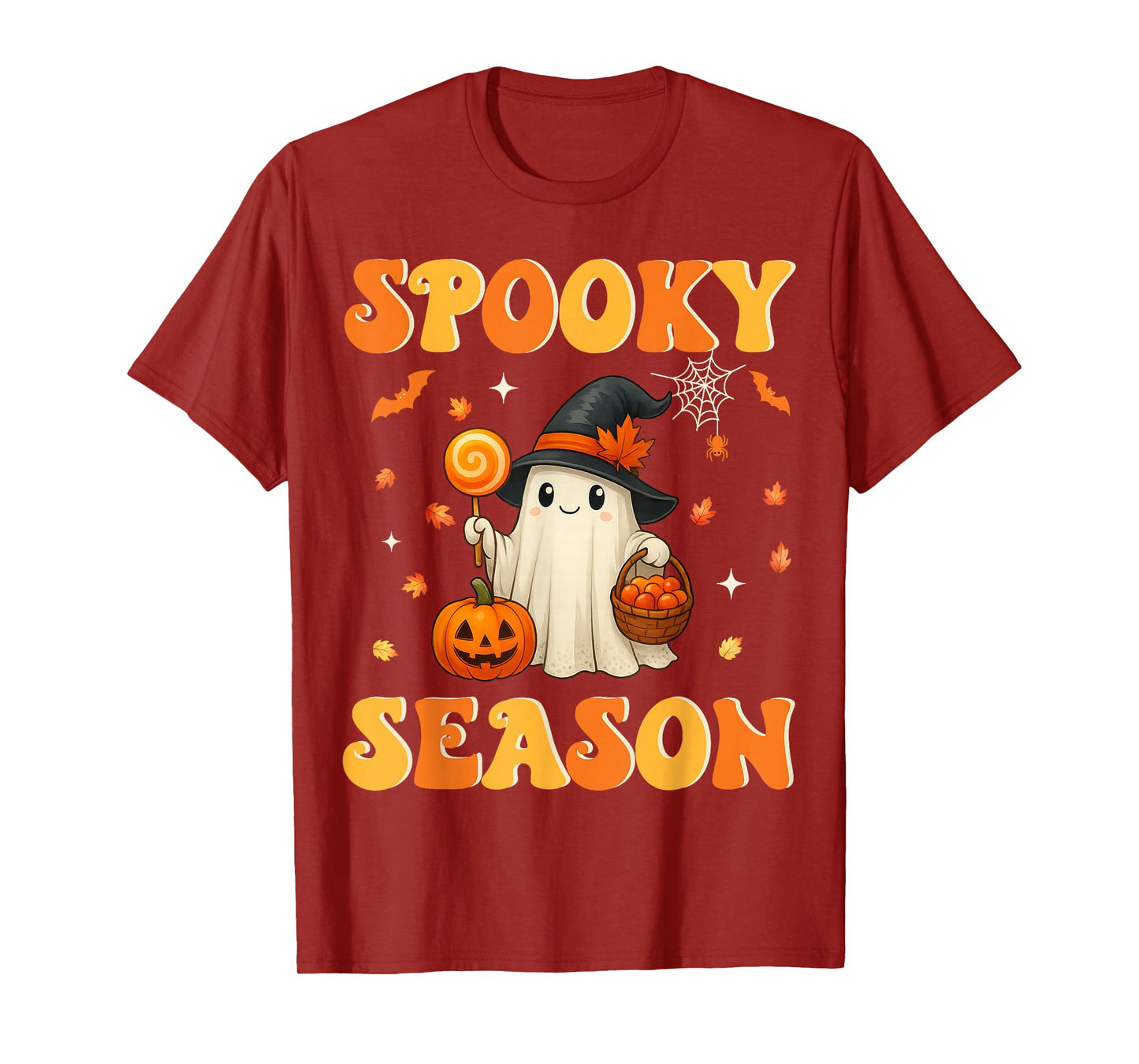 Spooky Season Retro Happy Halloween Ghost Women Girl T-Shirt