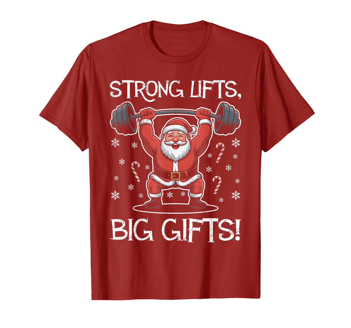 Santa Claus Strong Lifts Big Gifts Funny Gym T-Shirt