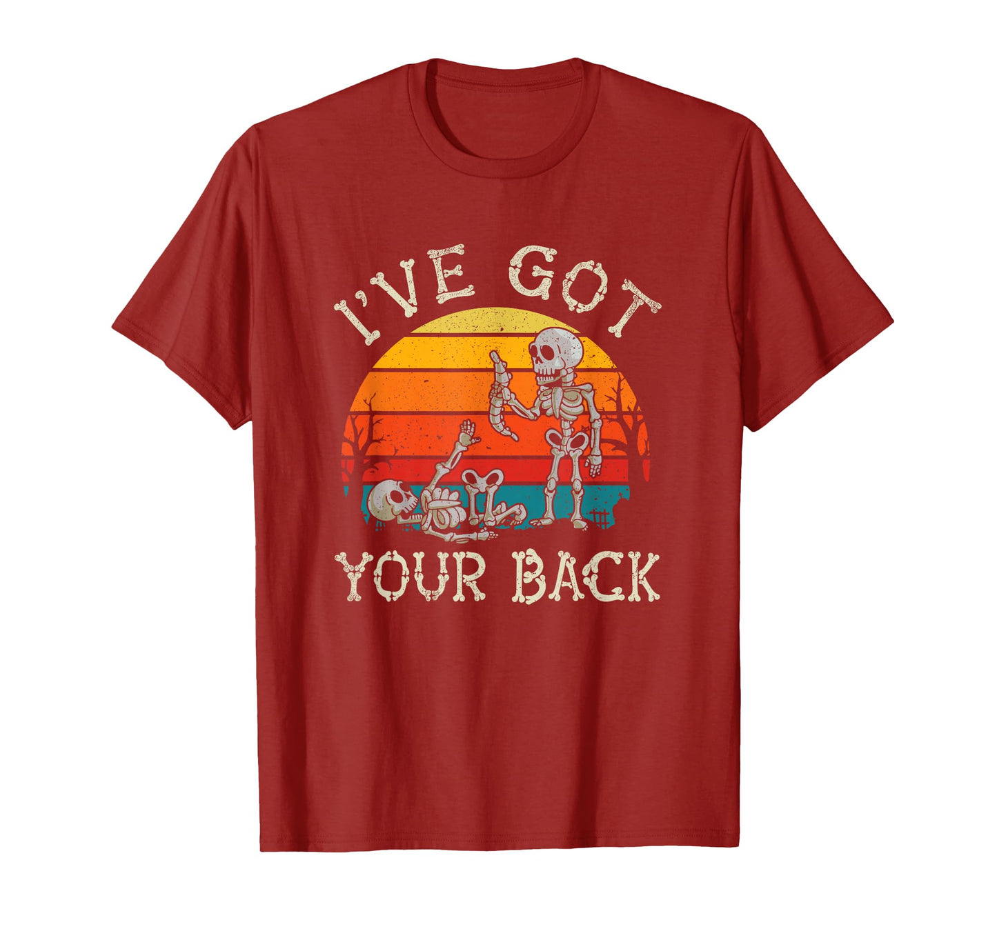Retro I've Got Your Back Funny Halloween Skeleton Costume T-Shirt