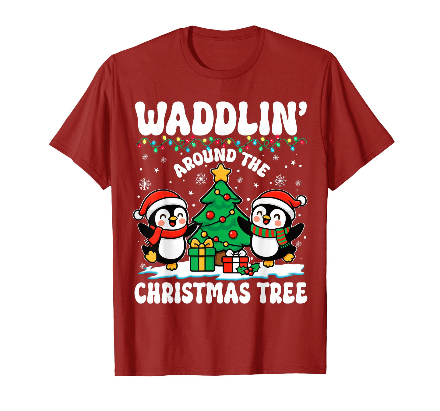 Christmas Penguin Waddlin Around The Christmas Tree Kids Boy T-Shirt