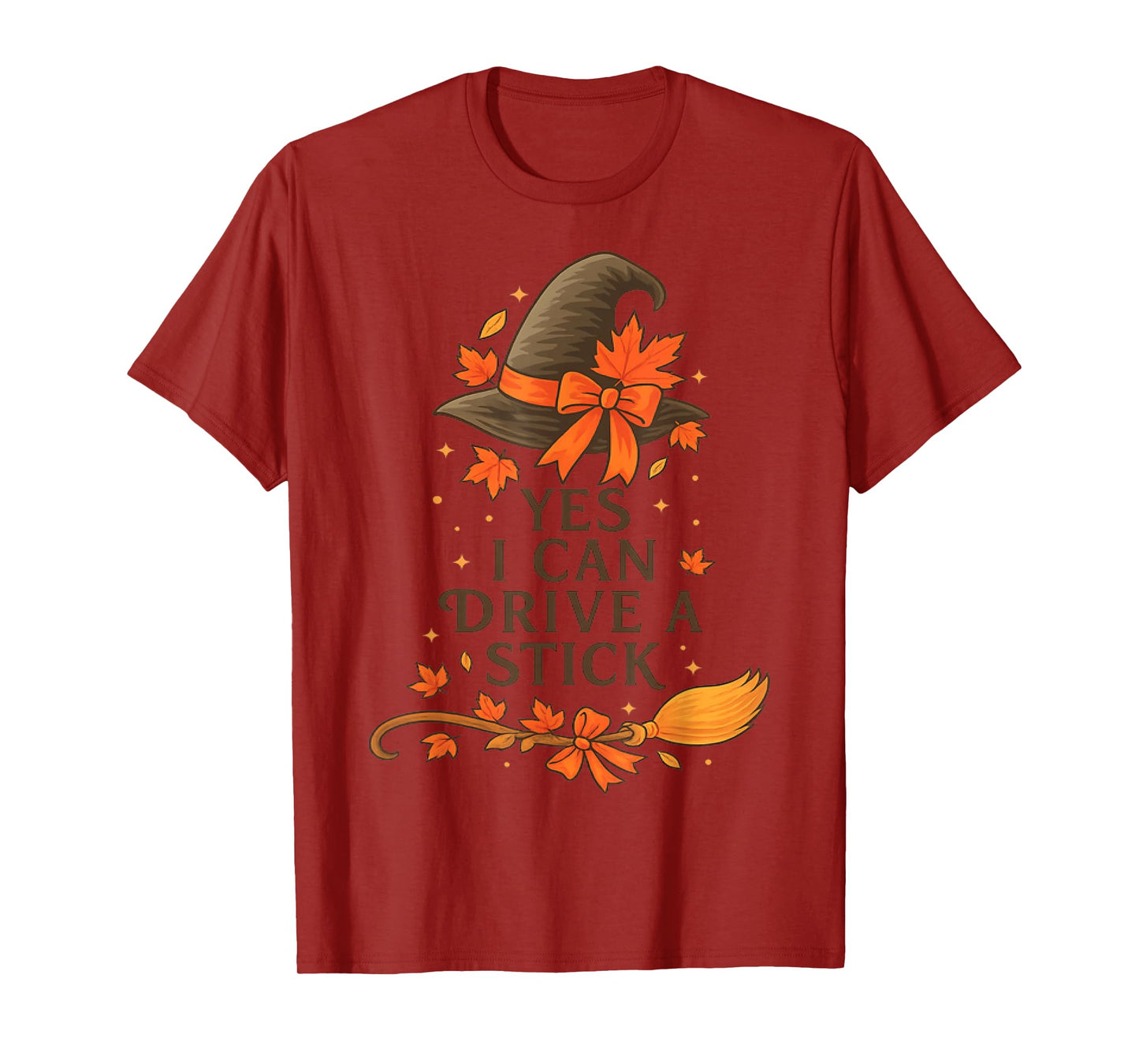 Yes I Can Drive A Stick Funny Halloween Spooky Witch T-Shirt