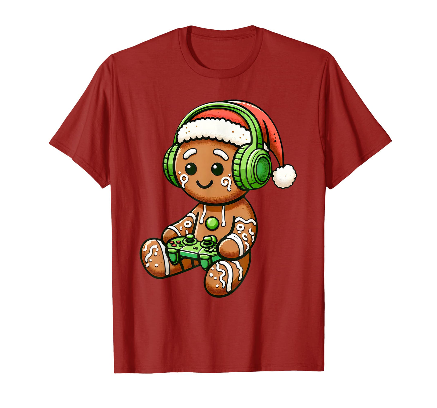 Christmas Gamer Gingerbread Santa Hat Xmas Gaming Men Boys T-Shirt