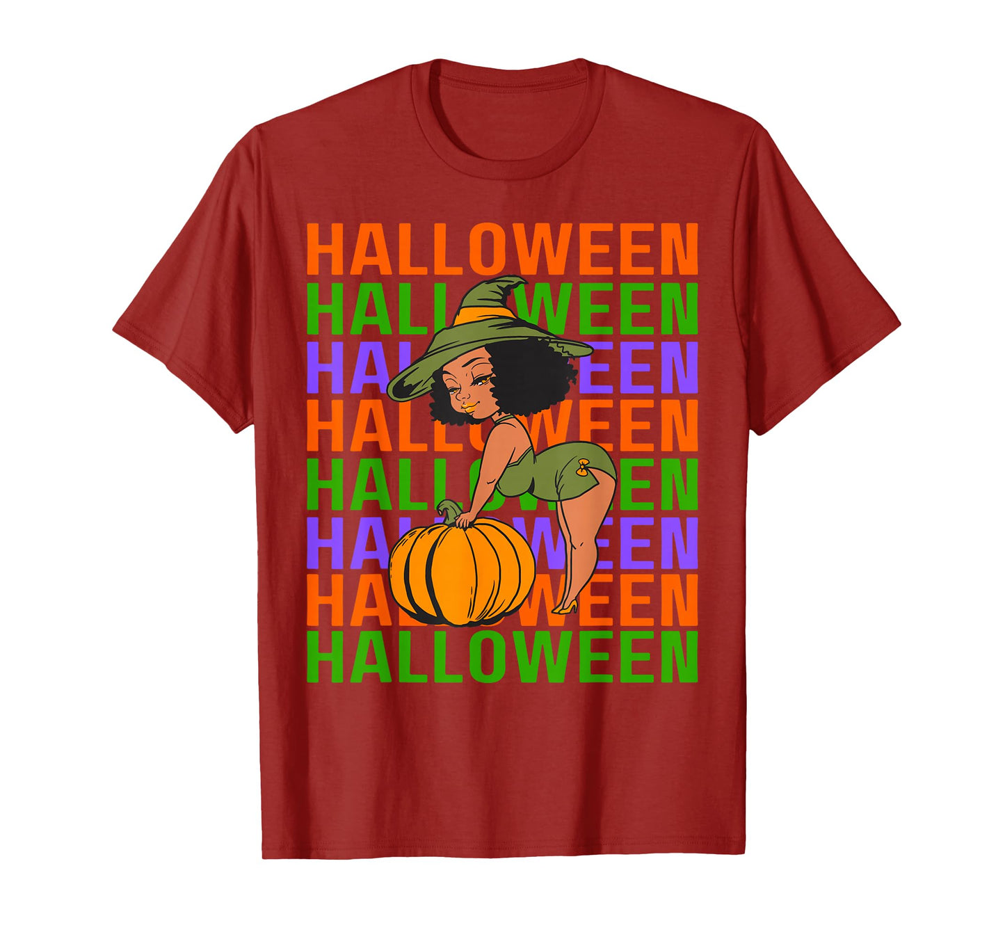 Funny Melanin Halloween Black Girl Magic Scary Witch Costume T-Shirt