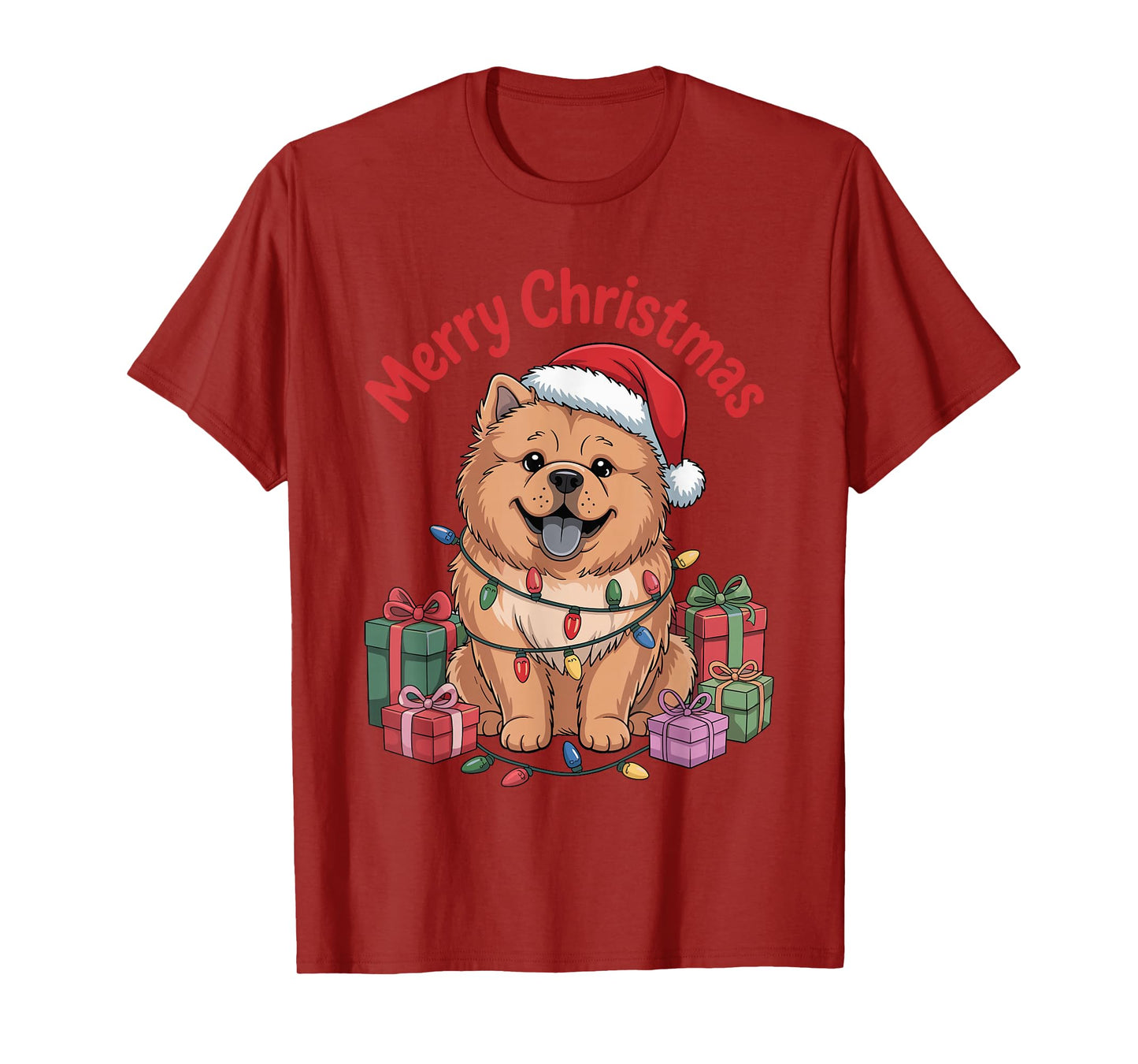 Cute Chow Chow Santa Hat Christmas Xmas Dog Lovers Holiday T-Shirt