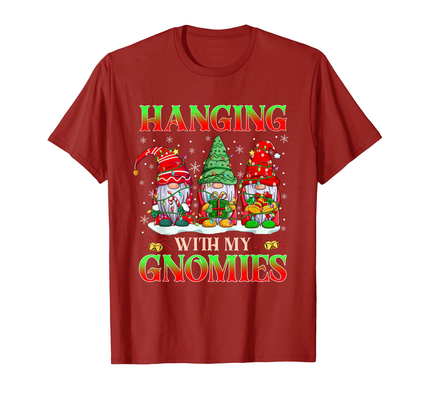 Hanging with My Gnomies Matching Christmas Lights Funny Xmas T-Shirt
