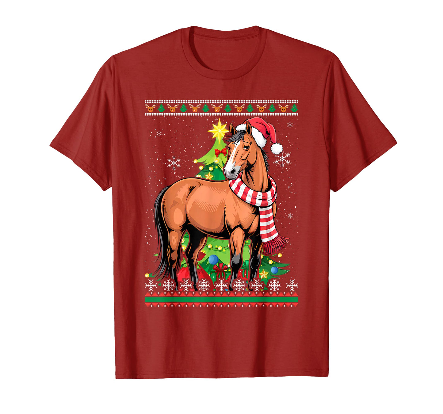 Santa Horse Ugly Sweater Animals Christmas Pajama T-Shirt