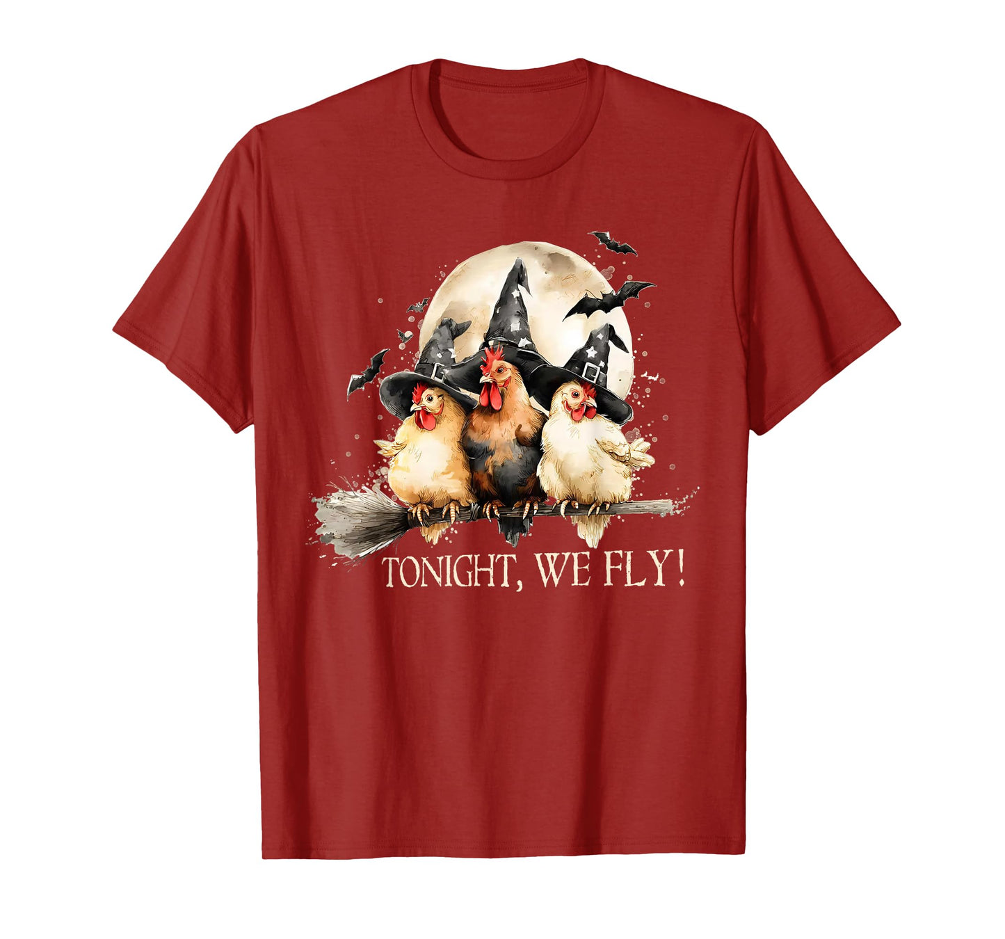 Tonight We Fly Chicken Witch Farm Halloween Spooky Season T-Shirt