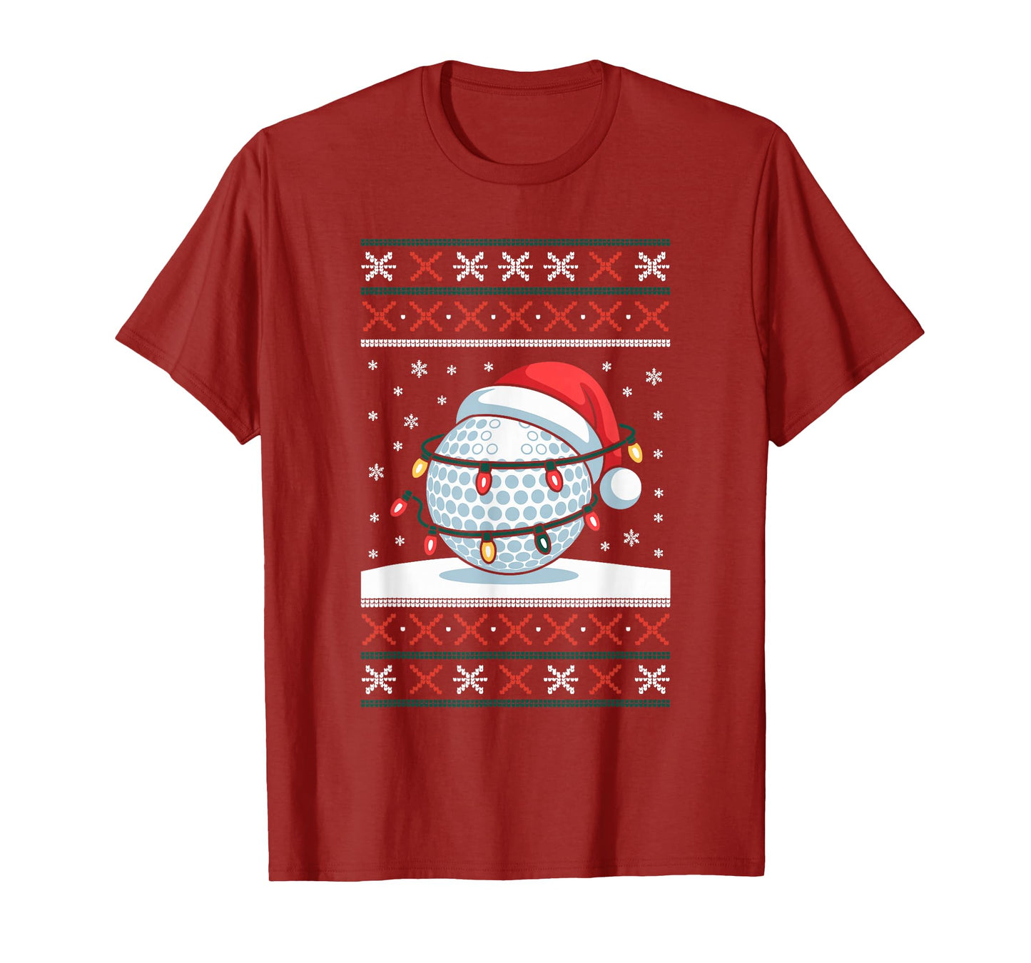 Golf Ball Santa Hat Ugly Christmas Sweater Golfer Golfing T-Shirt