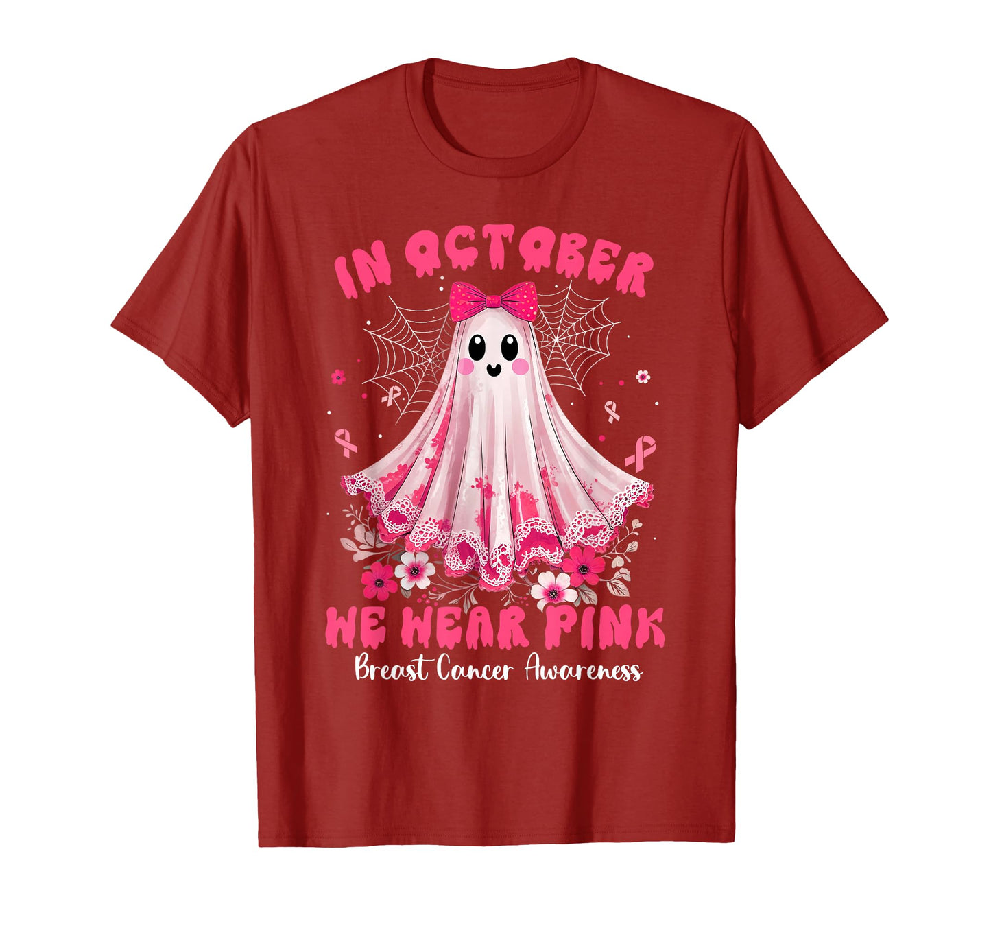 Breast Cancer Women Halloween in October We Wear Pink Witch T-Shirt