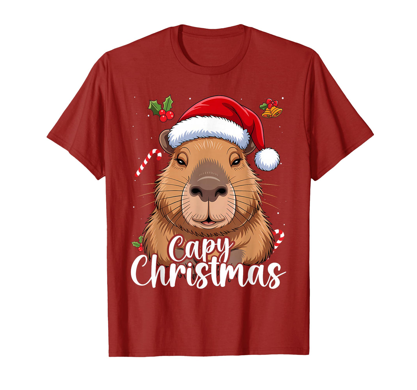 Capy or Huppy Christmas Capybara Holidays Santa Design T-Shirt