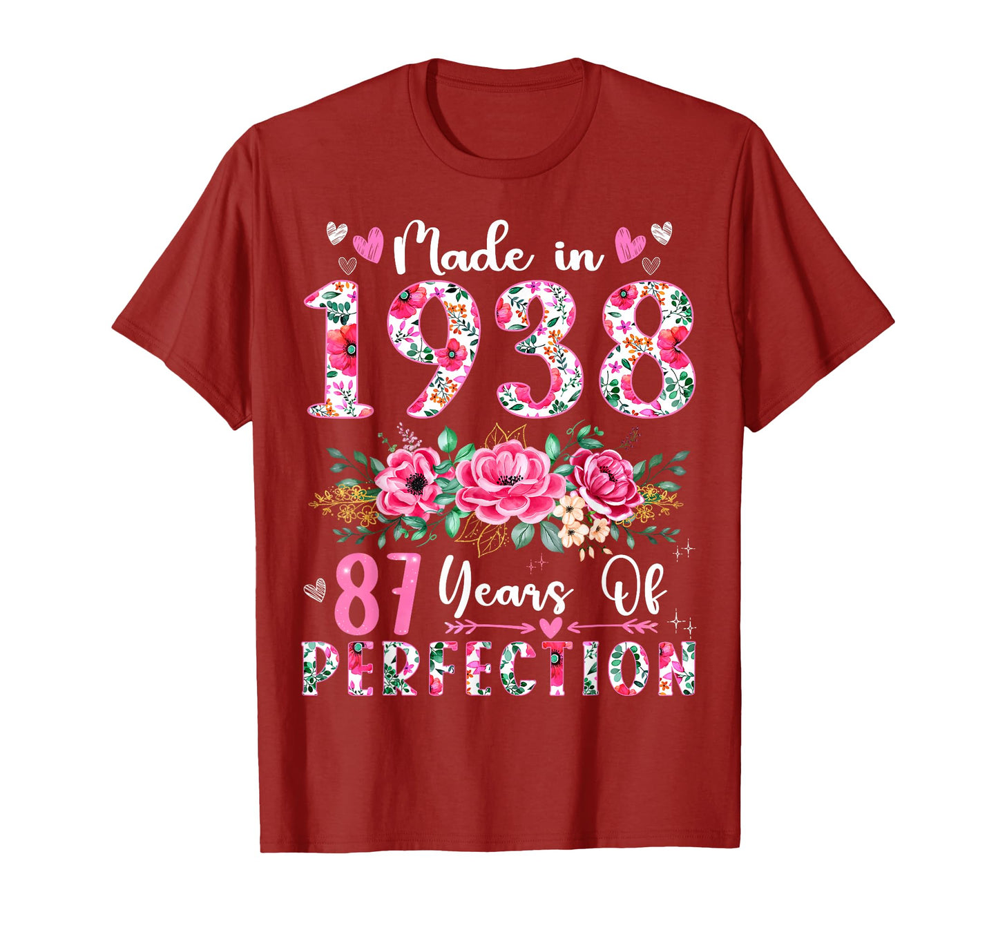 87 Year Old Made In 1938 Floral 87th Birthday Women T-Shirt