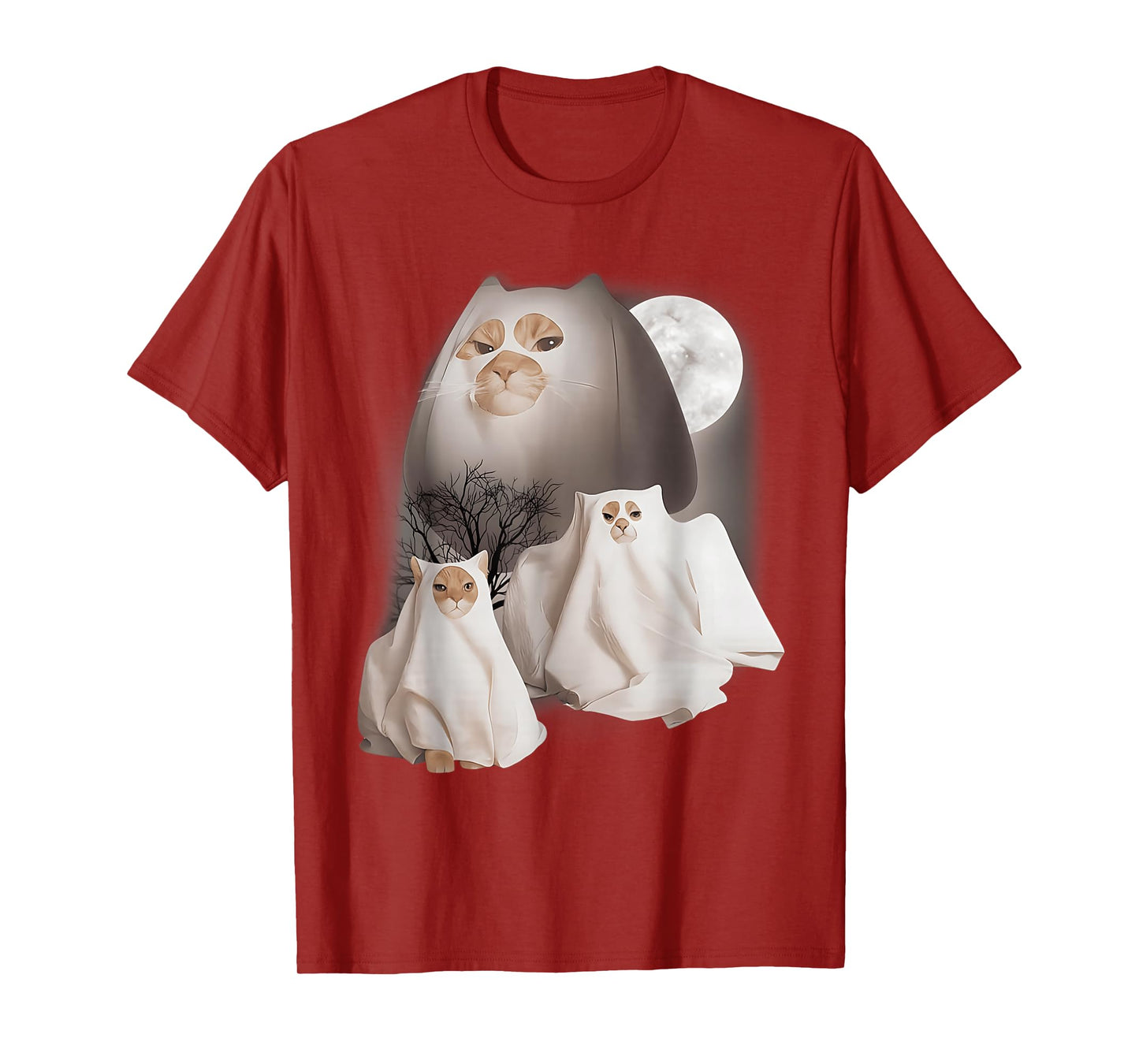 Ghost Cat Meme Funny Halloween Men Women Kids T-Shirt