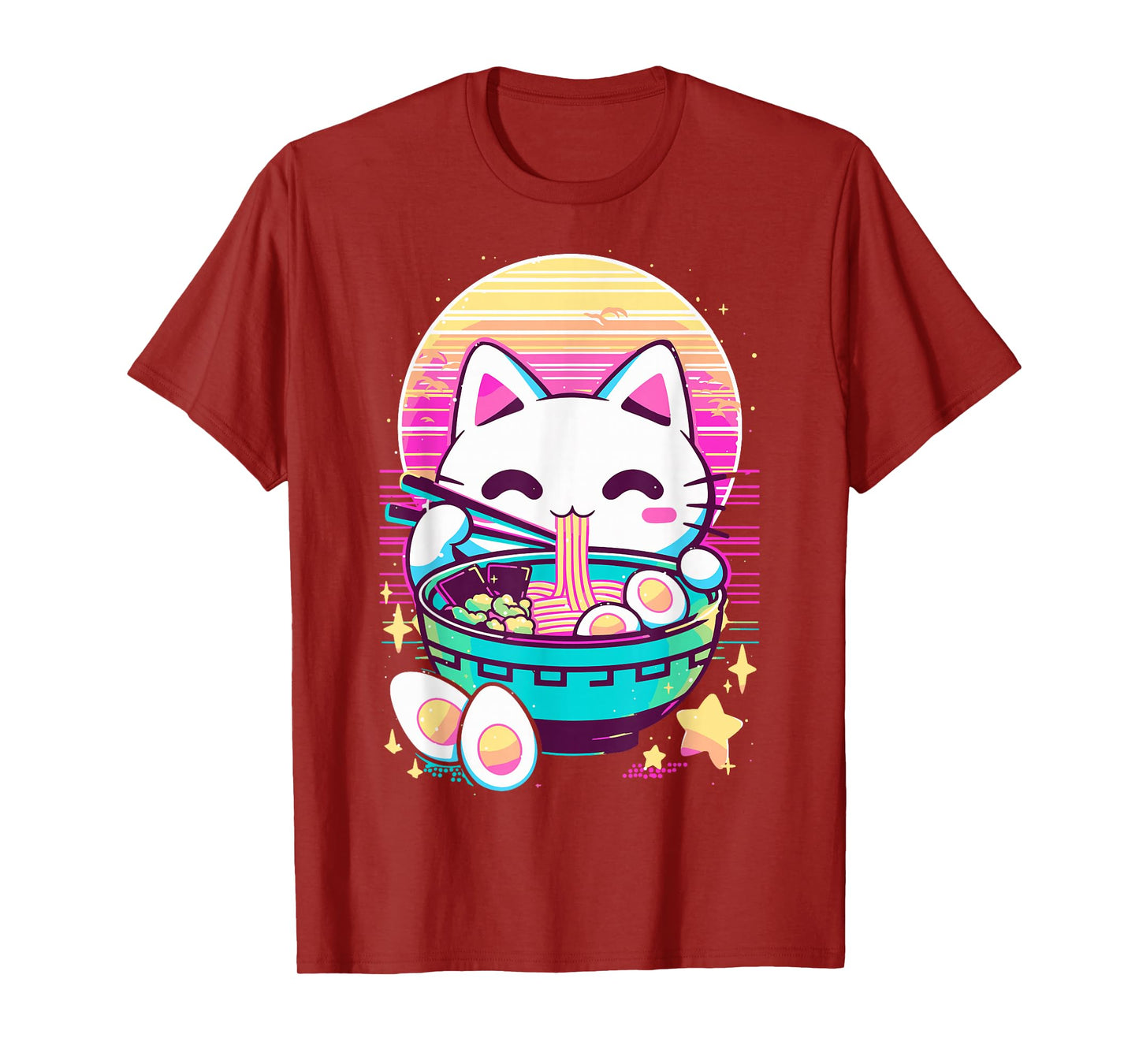 Anime Cat Eating Ramen Japanese Ramen Cat Japan T-Shirt