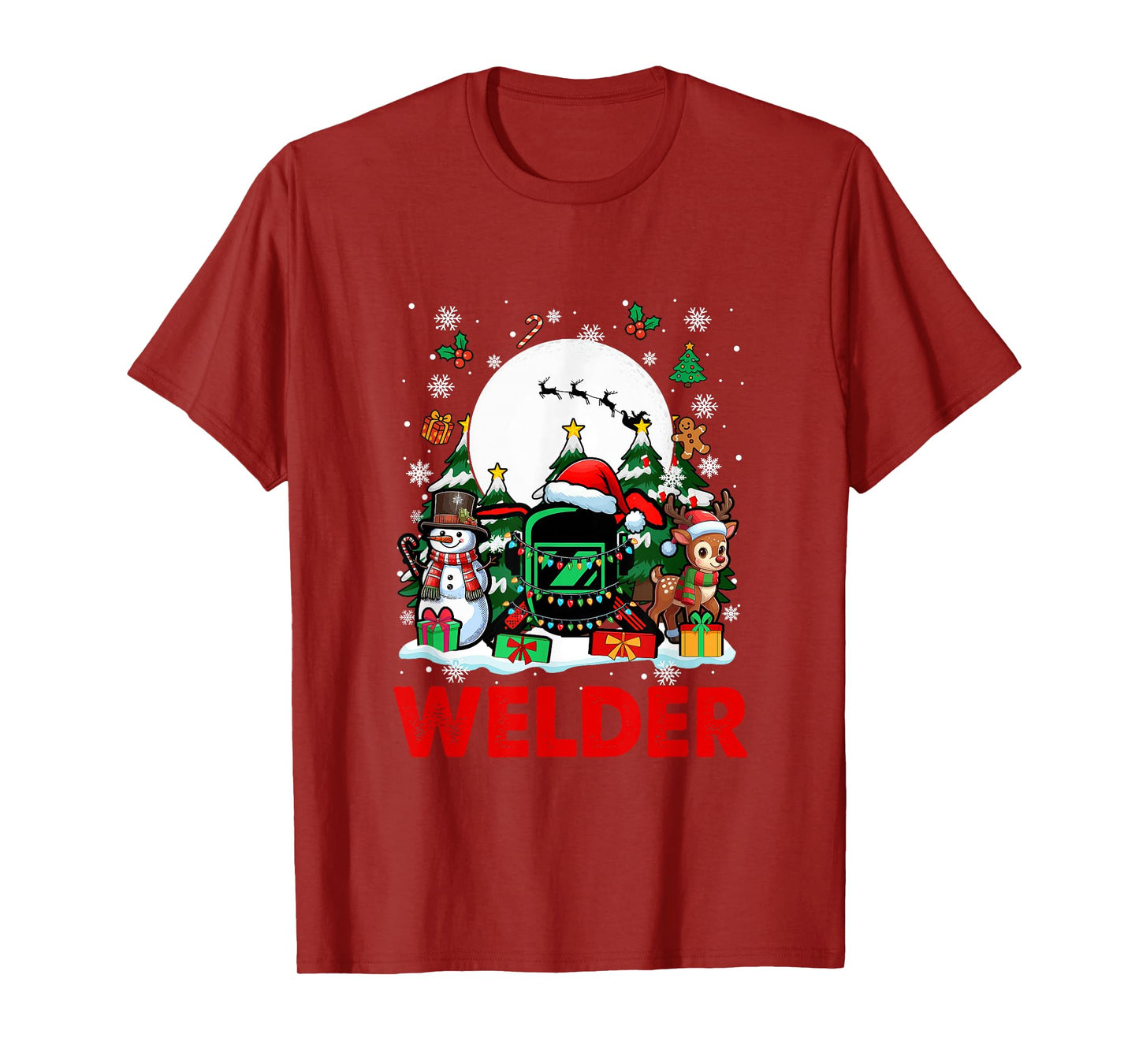 Welder Job Tools Santa Snowmen Reindeer Christmas Trees T-Shirt