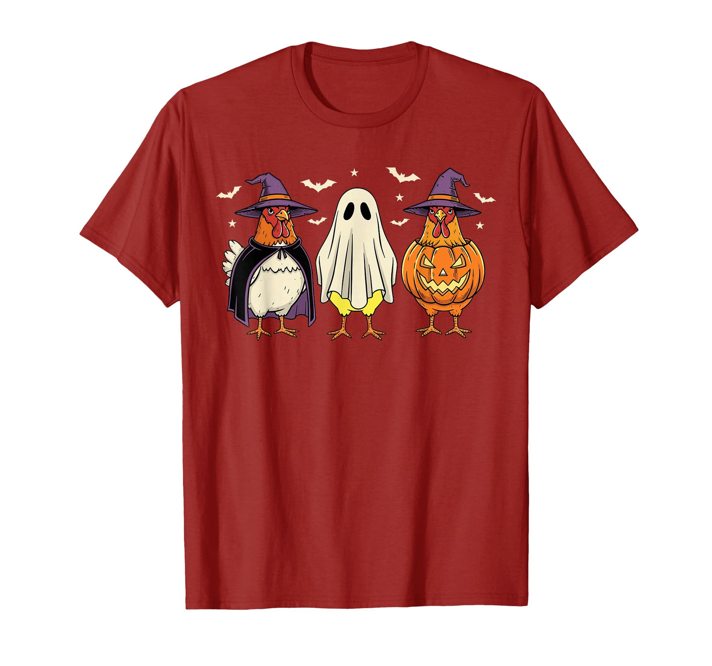 Chicken Halloween Farmer Ghost Pumpkin Witch Spooky T-Shirt