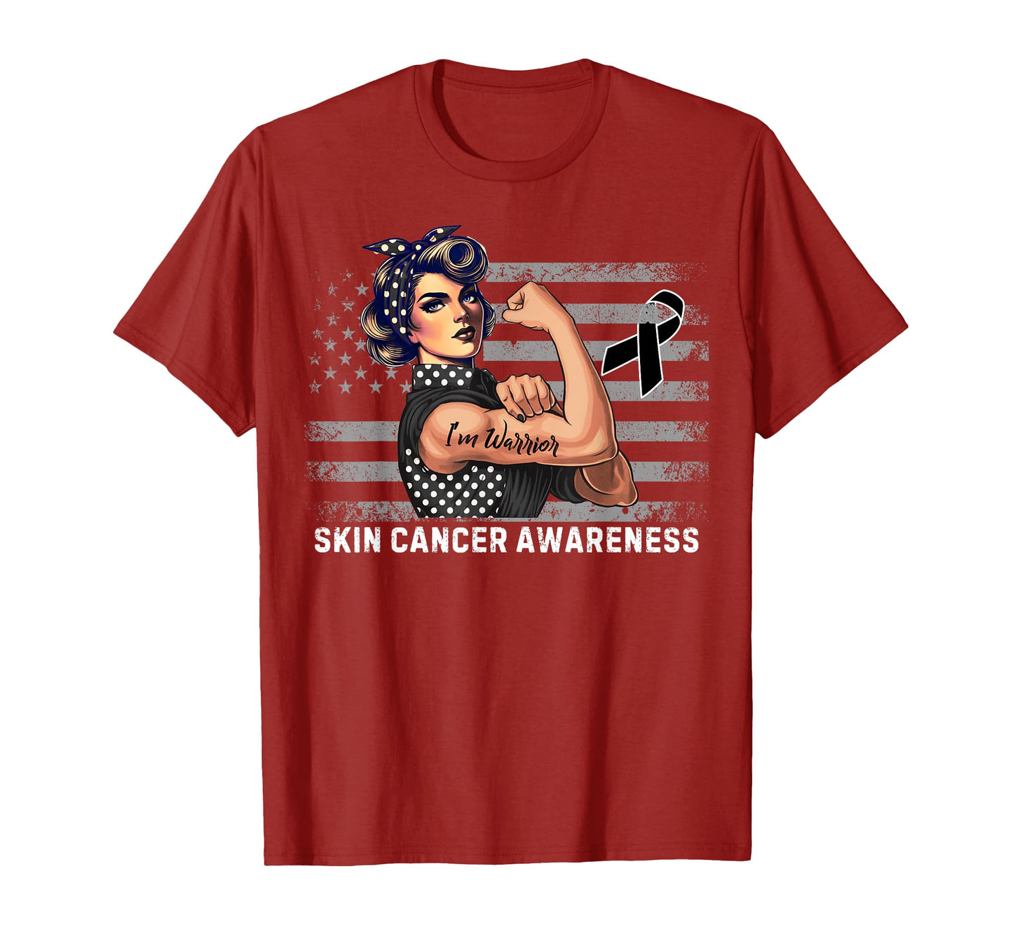 Melanoma Survivor Vintage USA Flag Skin Cancer Awareness T-Shirt