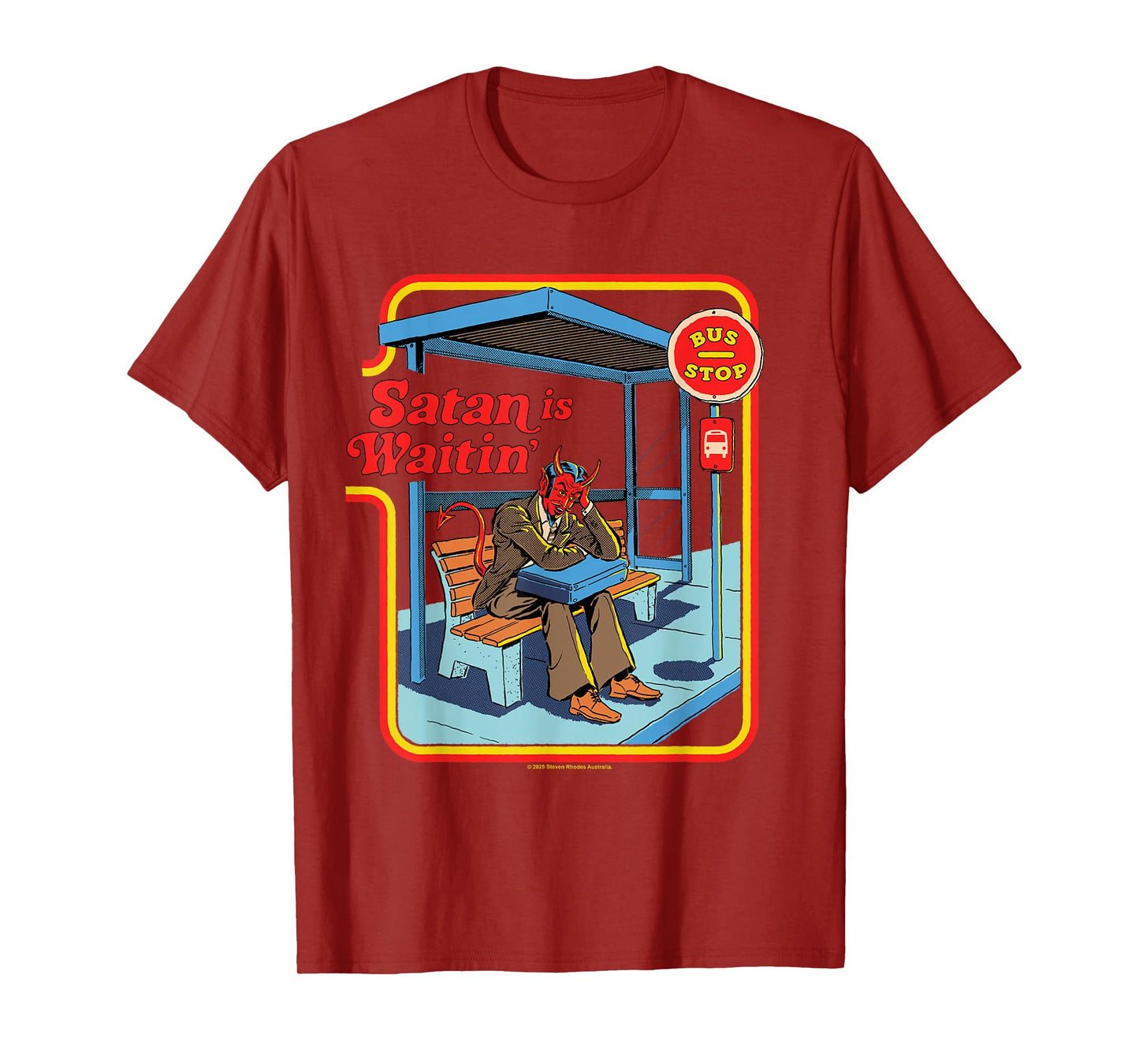Satan is Waitin Devil Sarcastic Vintage Funny Adult Humor T-Shirt