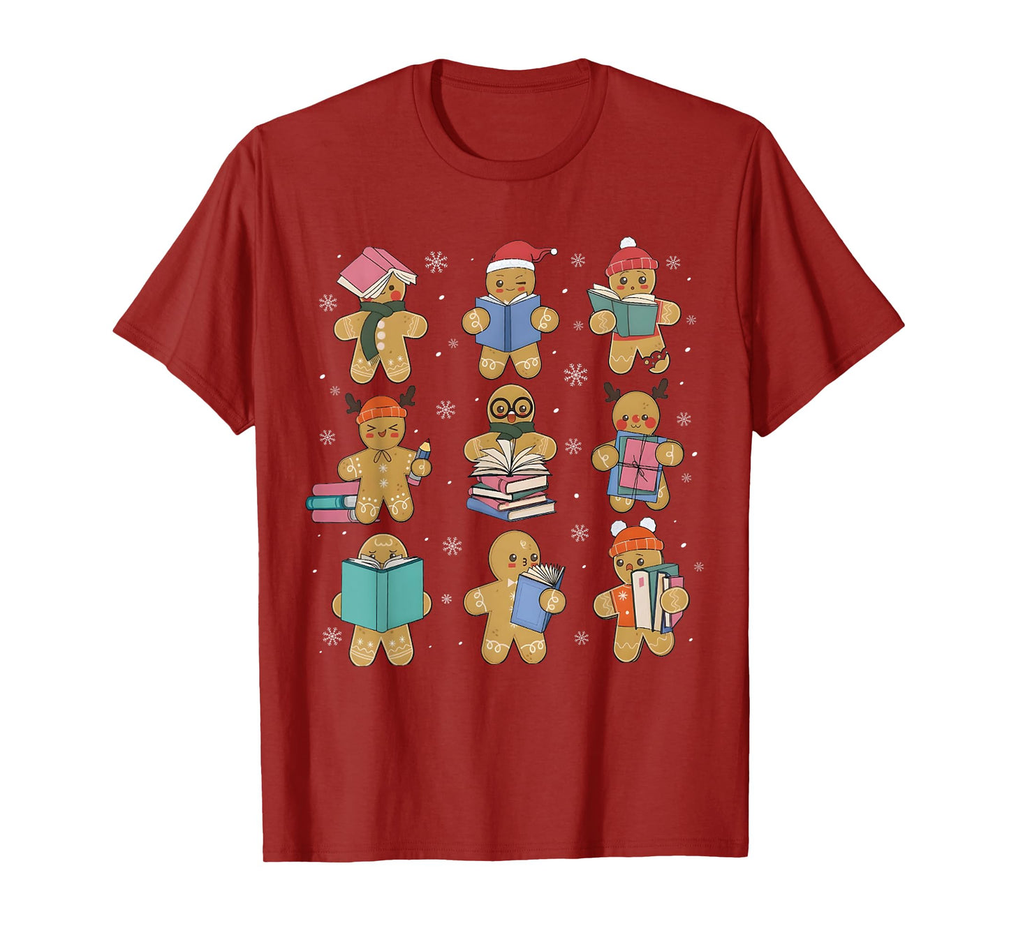 Christmas Library Gingerbread Man Books Lover Bookworm Gifts T-Shirt
