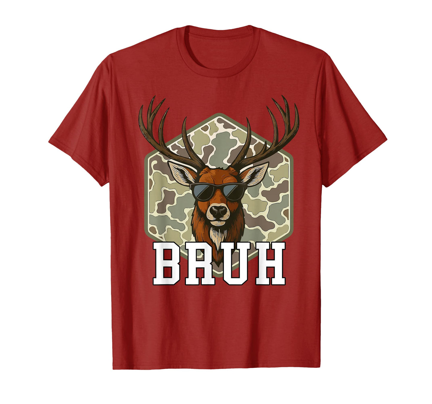 Bruh Deer Funny Deer Hunting Camo Hat Youth Teens Kids Slang T-Shirt
