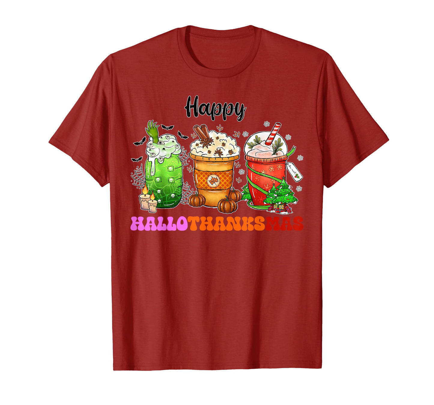 Halloween Thanksgiving Happy Hallothanksmas Coffee Latte T-Shirt