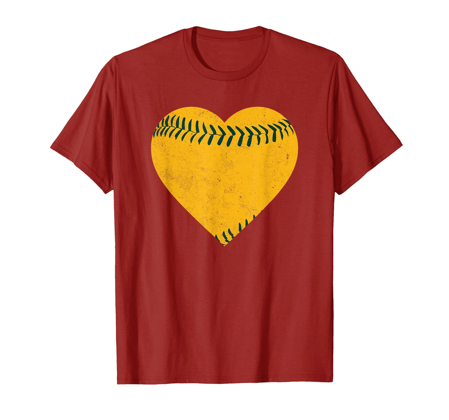 Vintage Gold and Green Baseball Heart T-Shirt