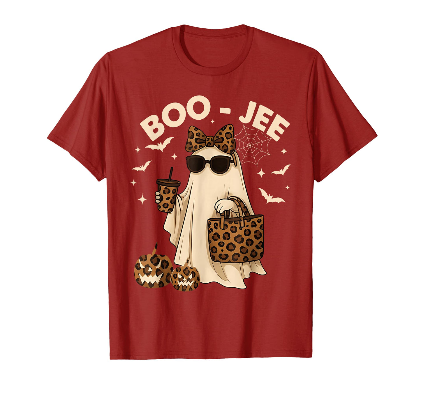 Coquette Leopard Ghost Coffee Boo-JEE Halloween Boujee Ghost T-Shirt
