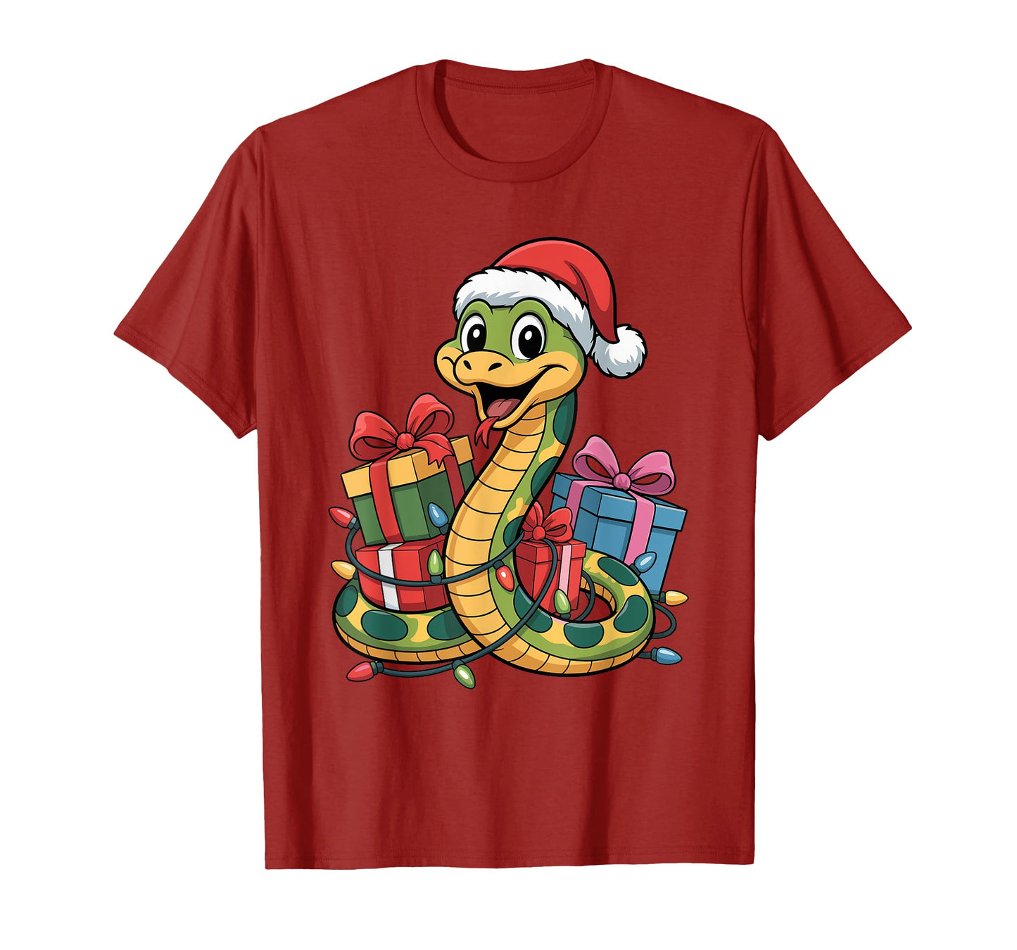 Funny Snake Santa Hat Animals Lovers Ugly Christmas Pajamas T-Shirt