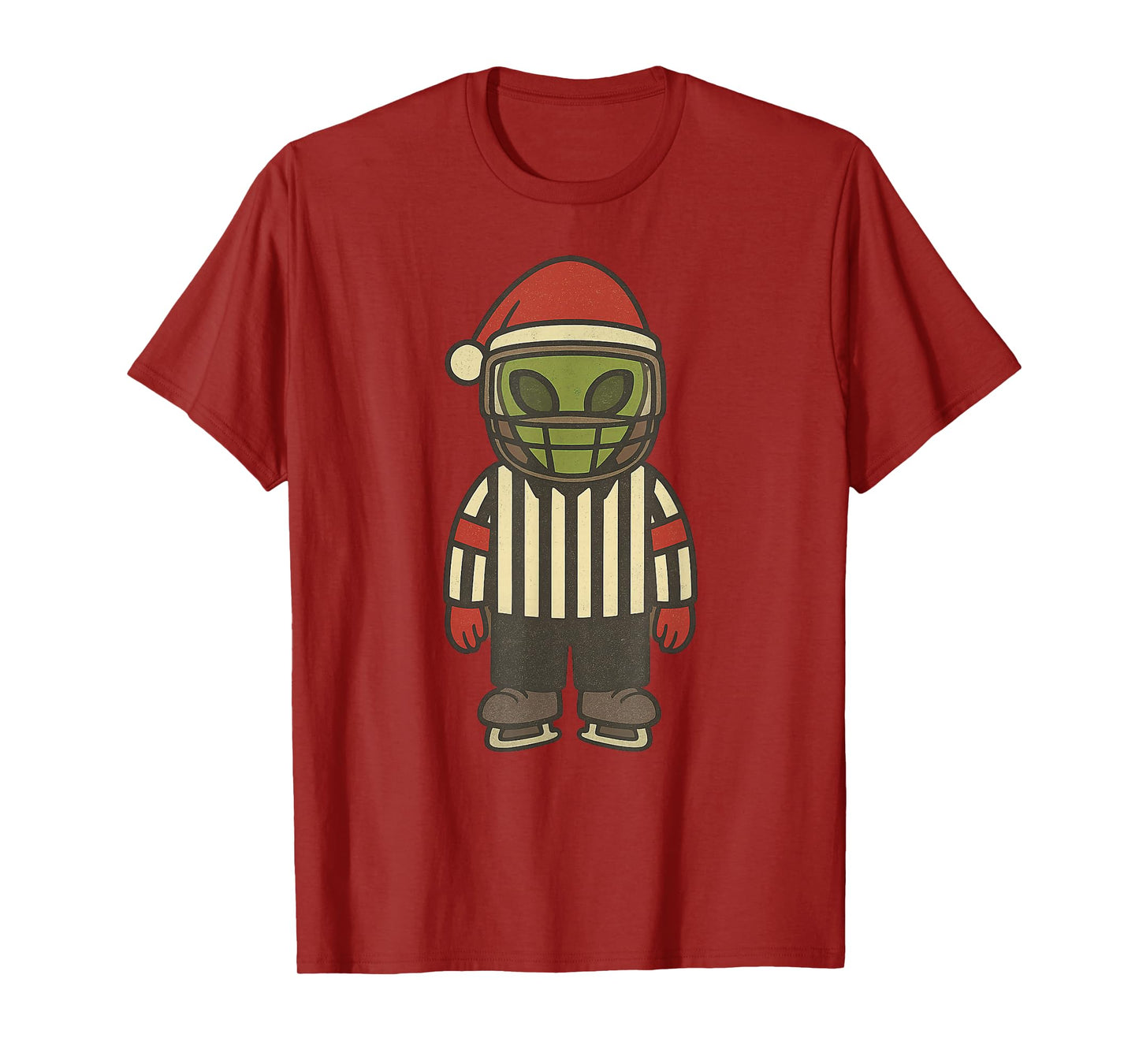 Alien Referee Ice Hockey Christmas Vintage Funny Xmas T-Shirt