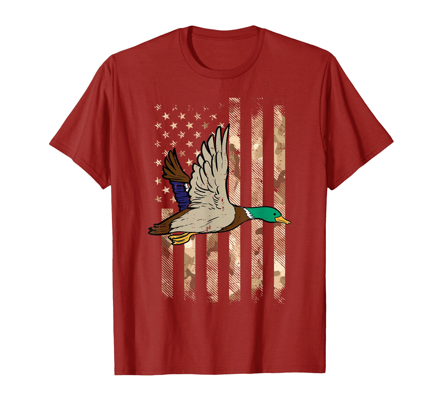 Duck Camo US Flag Vintage Patriotic Hunter Men Women Kids T-Shirt