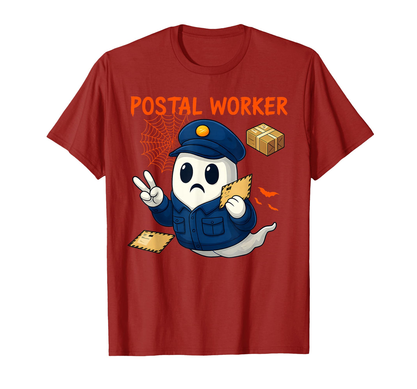 Postal Worker Pumpkin Post Office Staff Ghost Halloween Men T-Shirt